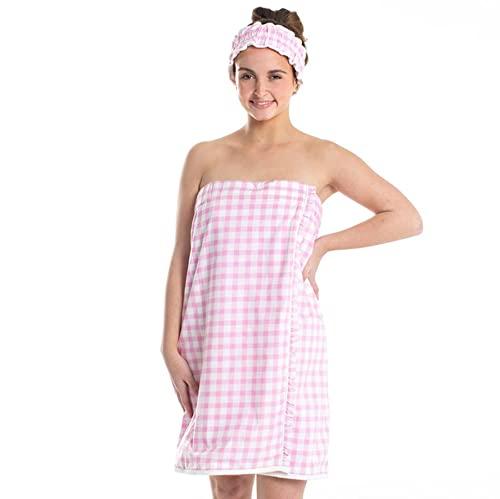Bella Il Fiore Bella Il Fiore Spa Headband Soft Cotton Spa Facial Headband with Velcro Closure, One Size Fits Most, Pink Gingham