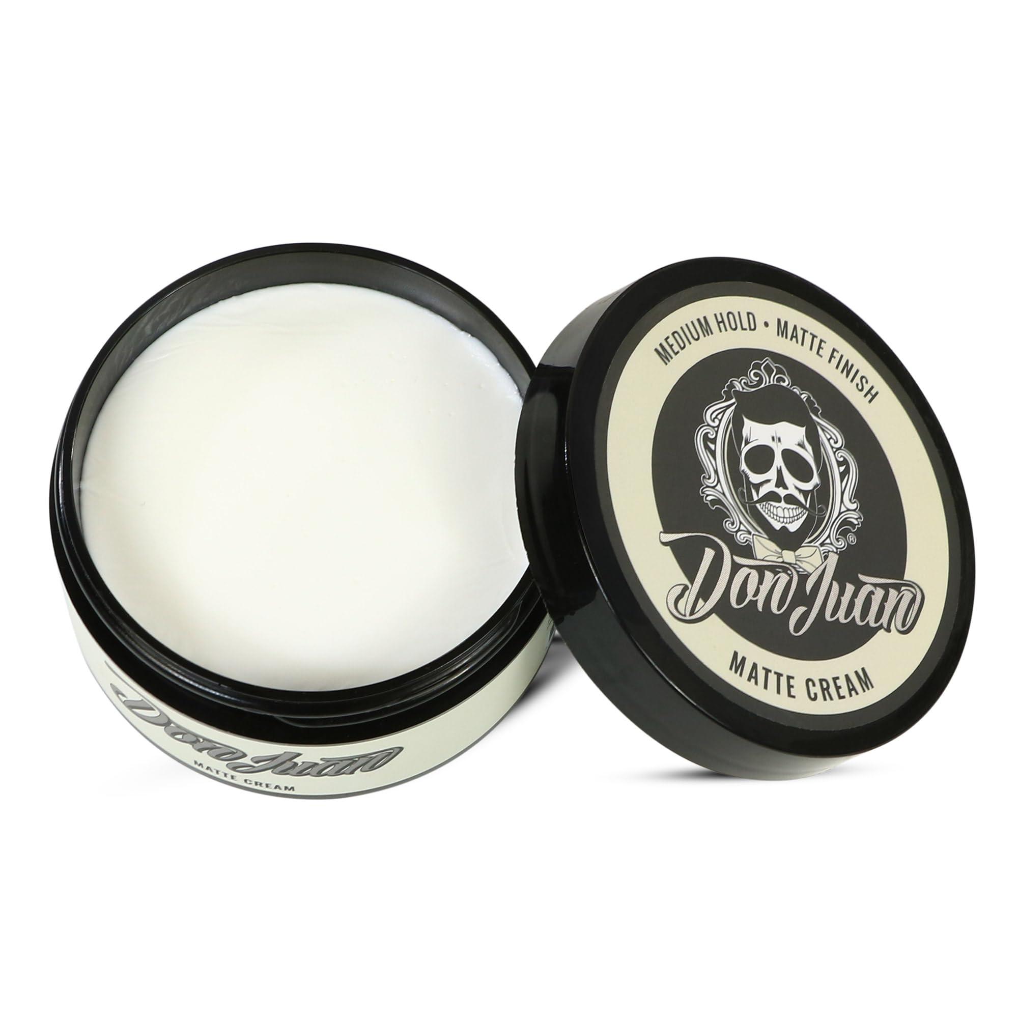 Don Juan Don Juan Handcrafted Matte Cream Pomade 4oz - Medium Hold - Matte Finish - Water Based - Barbershop Scent