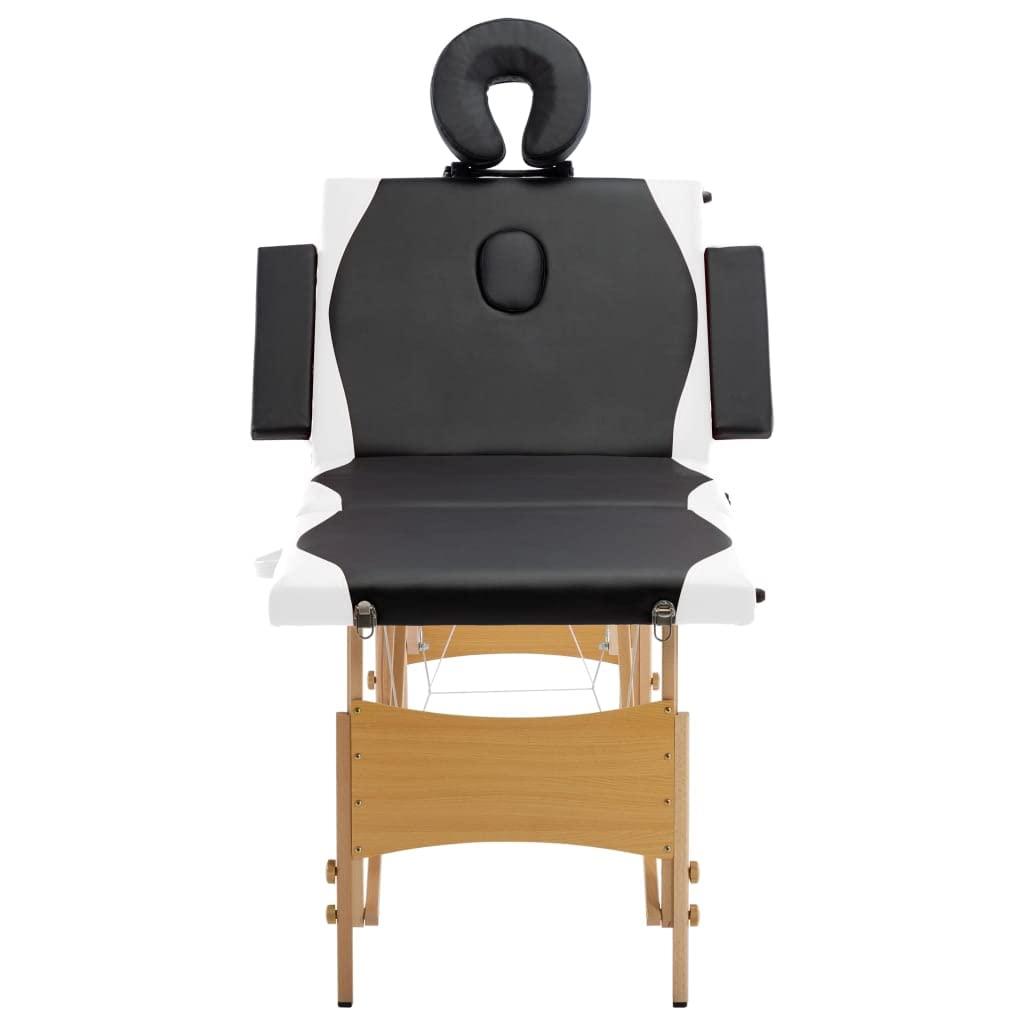 CUMYZO CUMYZO Foldable Massage Table 4 Zones Wood Black and White,Health & Beauty Personal Care Massage & Relaxation Massage Tables