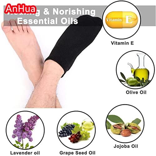 AnHua AnHua 1 Pair Feet Spa Moisturizing Gel Socks Exfoliating Dry Cracked Soft Skin Sock Pedicure Foot Care Tool Beauty Foot Care (Black)