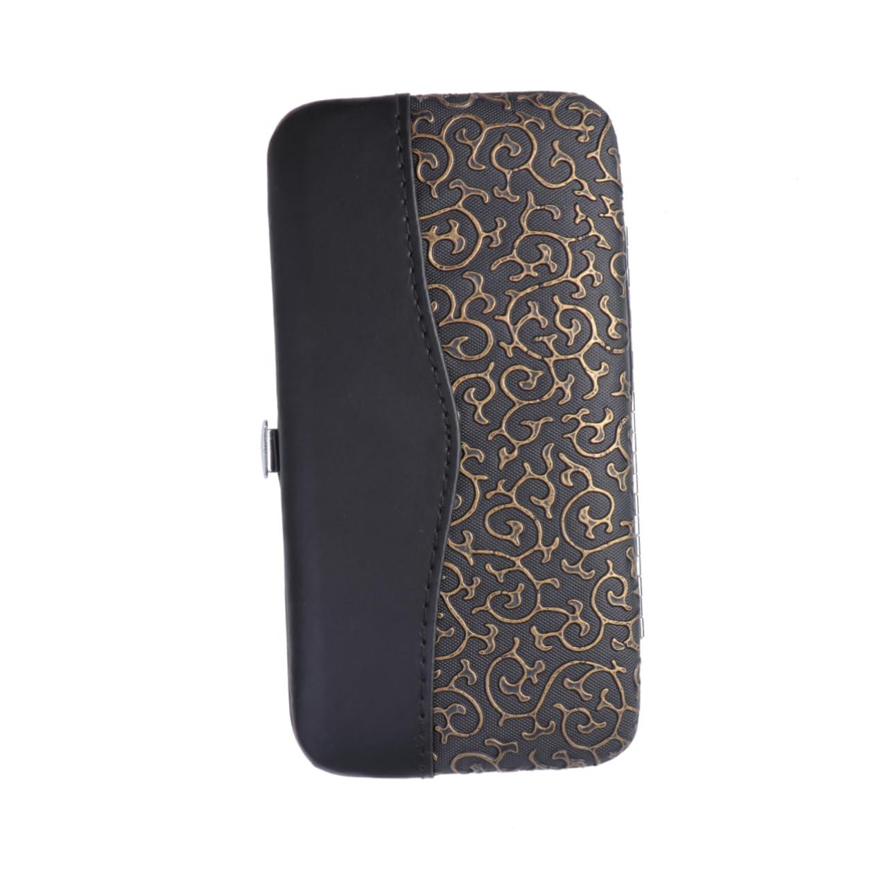 minkissy minkissy Travel-size 12pc Nail Care Set Manicure Pedicure Tool Set in Stylish Golden Pattern Case for Cosmetology