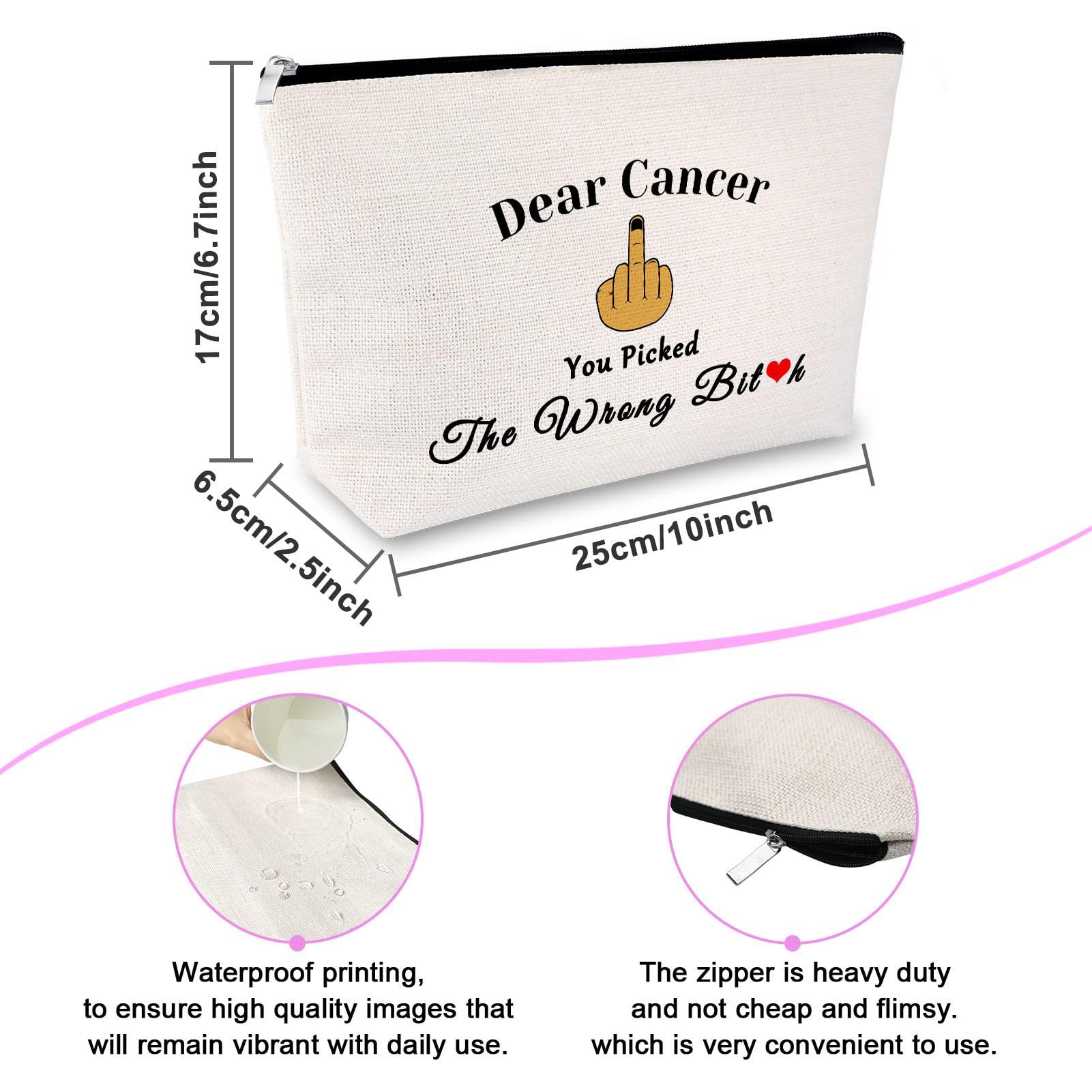 Sfodiary Cancer Awareness Gift for Women Makeup Bag Cancer Fighter Survivor Gift Cancer Gift for Chemo Patient Chemotherapy Gift for Women Recovery Gift Christmas Inspirational Gift Travel Cosmetic Bag