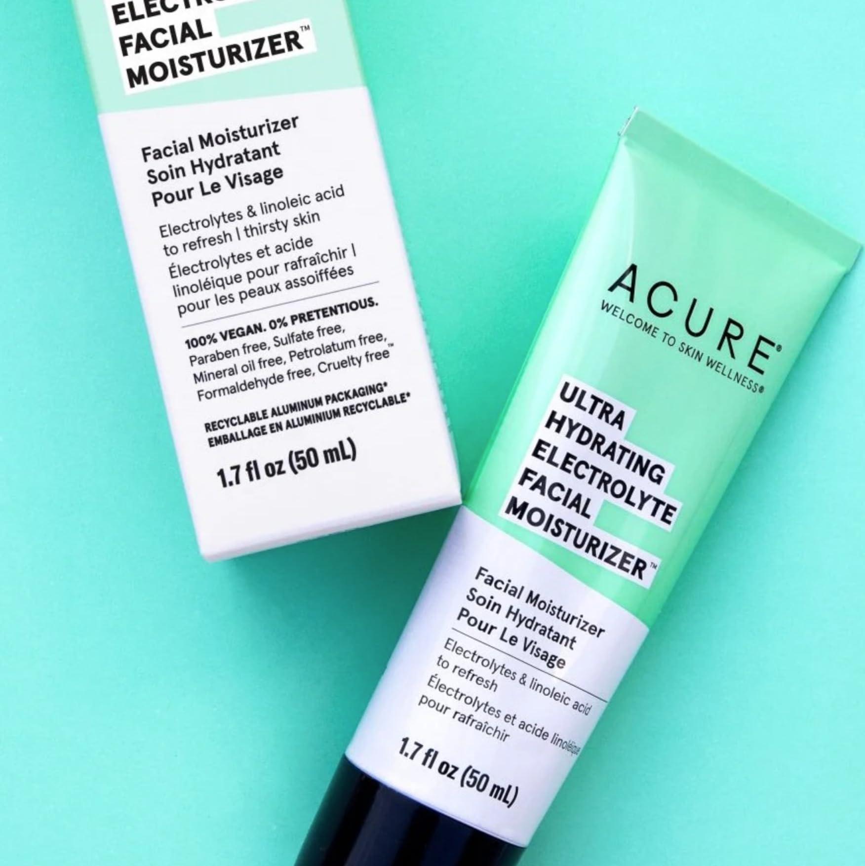 Acure Acure Ultra Hydrating Electrolyte Facial Moisturizer | 100% Vegan | For Dry Skin | With Plant Squalane & Prickly Pear For Intense Moisture | Easily Absorbed 1.7 Fluid Ounce (Pack of 1)