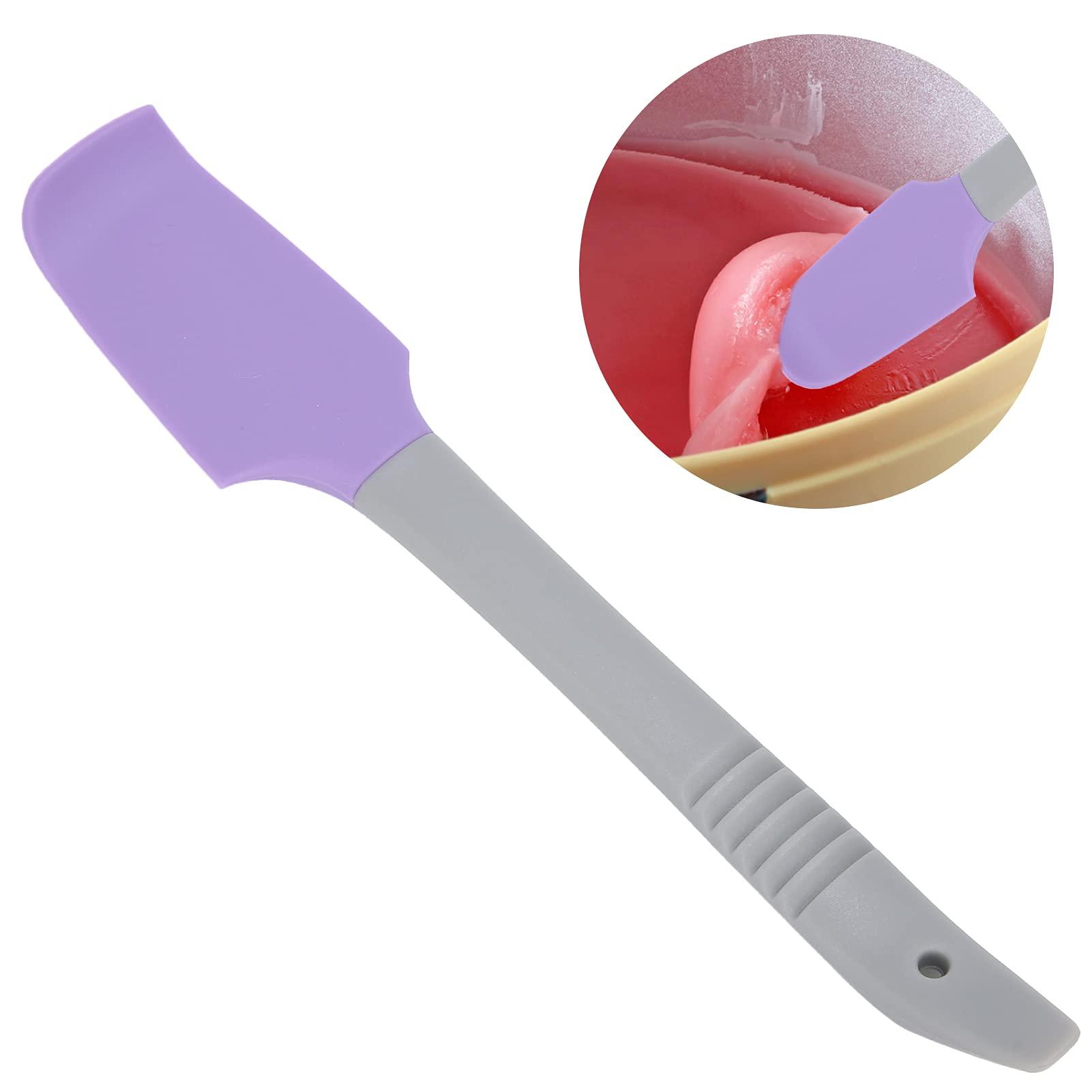 TIKATARER Silicone Wax Spatulas Waxing Applicator, High Temperature Resistant Wax Spatula For Wax Heater Waxing Sticks with Non Slip Handle for Skin Waxing Treatment (Purple)