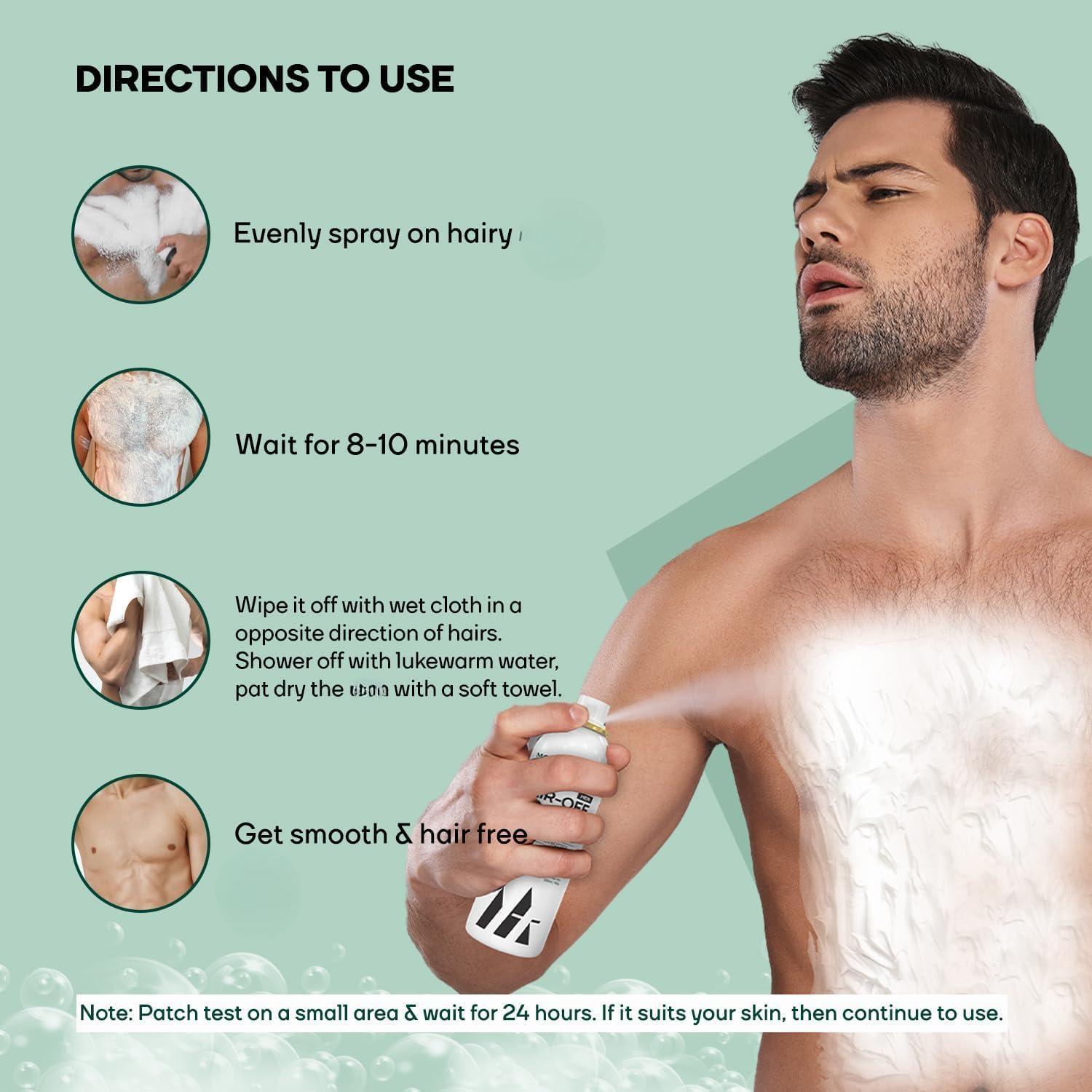 AKSHAR LLC Hair Removal Cream Spray For Men Hair Removal For Chest, Back, Arms, Legs & Under Arms & Safe Certified (Dermatologically Tested) (Pack of 1)