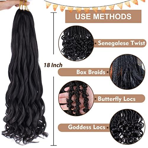 COOKOO COOKOO 9 Pack Copper Red Pre Stretched Spanish Curly Braiding Hair 18 Inch Pre-curled Loose Wave Crochet Braids Hair French Curls Crochet Braid Hair Extention for Goddess Nu Locs 350#