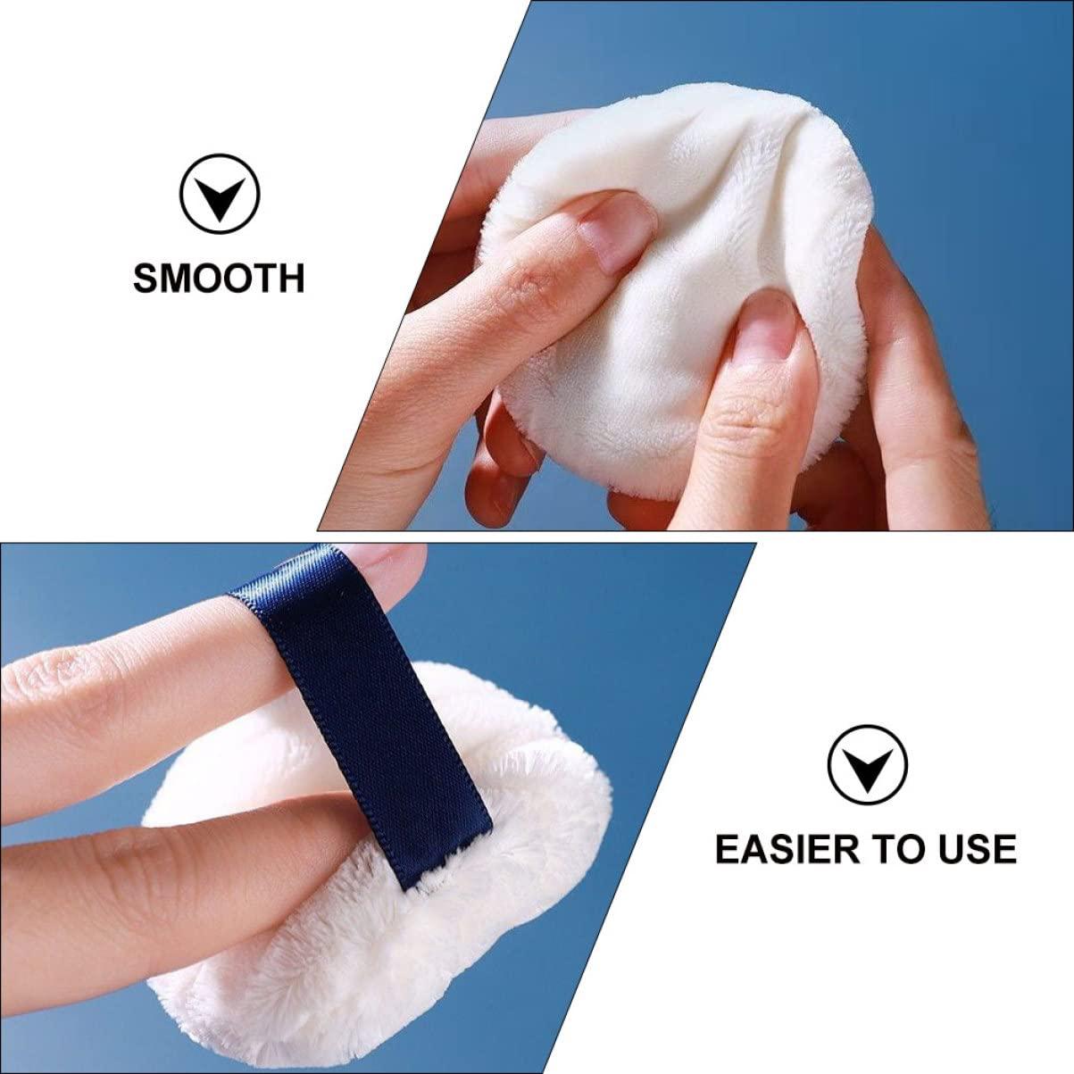 minkissy minkissy 2sets Loose Powder Makeup Puff Face Powder Puff Ribbon for Foundation Cosmetic Puff Lightweight Compact Powder Applicator Fleece 3pcs*2