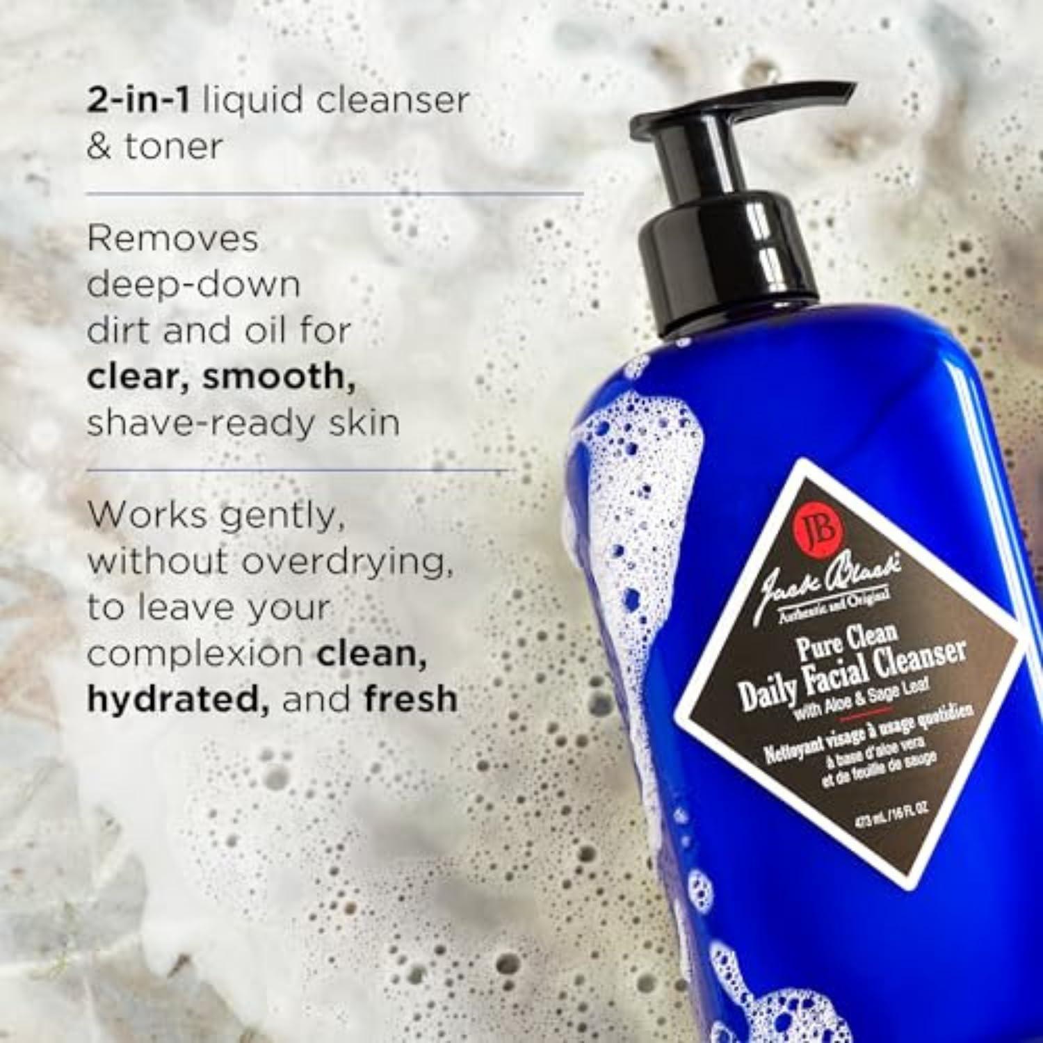Jack Black Jack Black Pure Clean Daily Facial Cleanser for Men - Mens Face Wash, Jack Black Face Wash Men\'s, Face Wash for Men, Face Cleanser for Men, 2-in-1 Mens Facial Cleanser & Toner, Gifts for Men, 16 Fl Oz