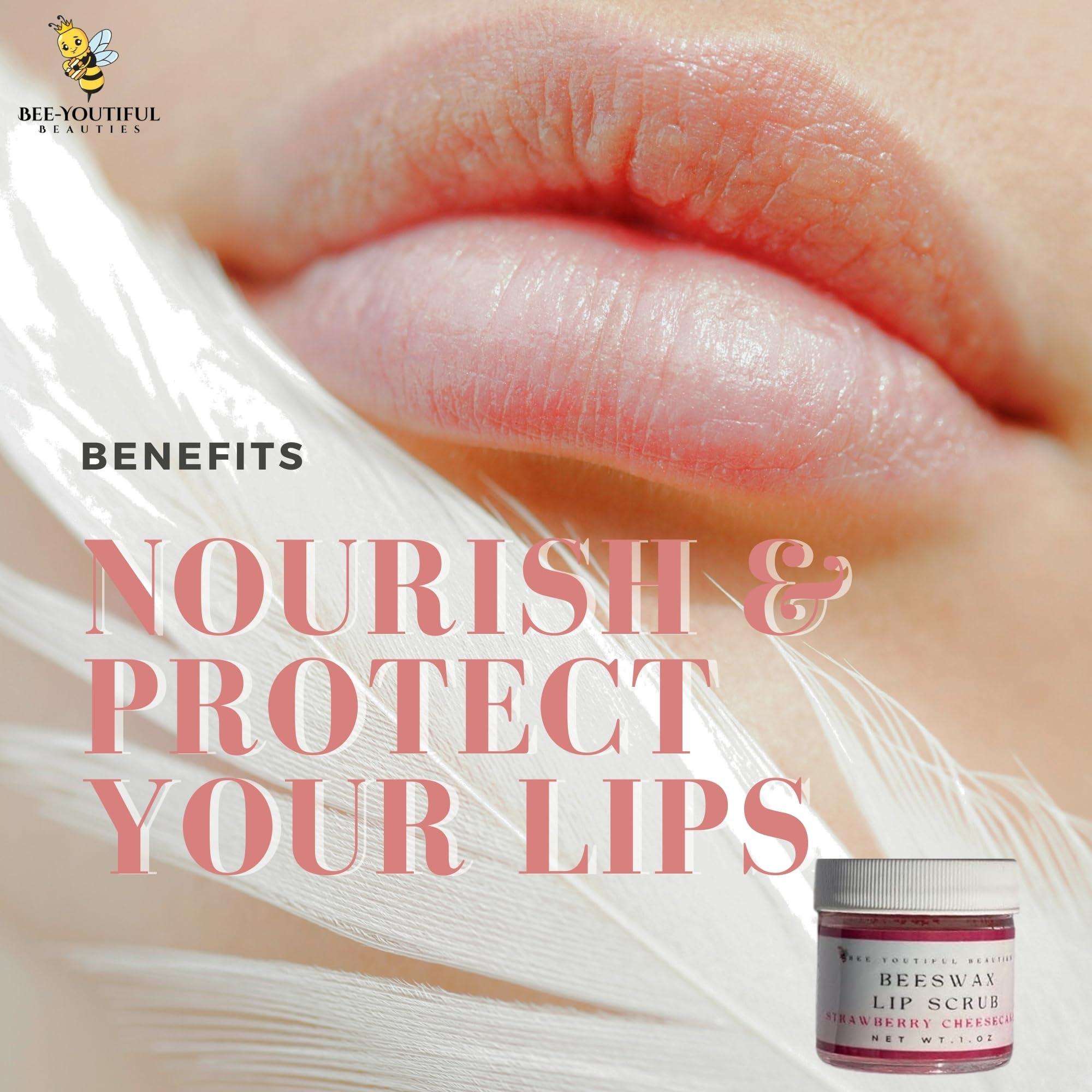 Bee-Youtiful Beauties Bee-Youtiful Beauties Beeswax Lip Scrub | Moisturizing Lip Exfoliator Scrub for Dry Lips | Lip Scrubber Exfoliator | Great for Smokers Lips (Sweet Cheeries)