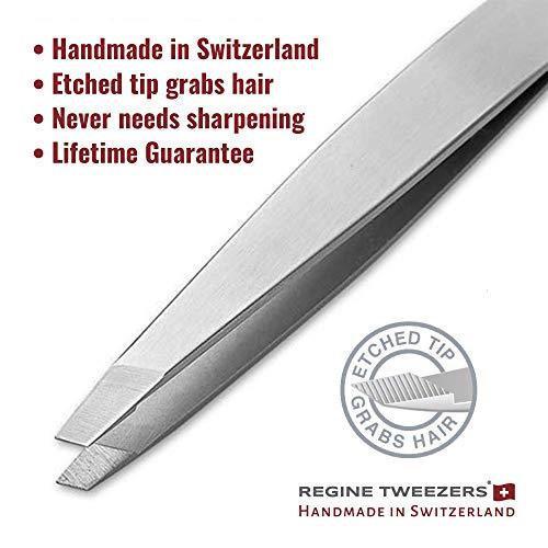 Regine Switzerland Regine Switzerland Tweezer Bundle Pack - Slant Tip, Diamond Tip, & Splinter Tweezers - Professional Eyebrow and Facial Hair Remover - Handmade in Switzerland - 3 Pack