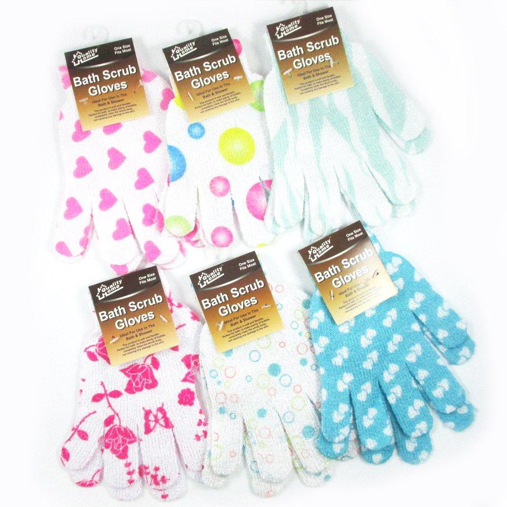 AllTopBargains 2 Pairs Heavy Exfoliating Gloves Body Scrubber Bath Shower Scrub Exfoliator Exfoliate Sponge Loofah Washcloth Mitt for Men Women Dead Skin Remover Mit Wash Skin Spa Bath Gloves Massage Loofah