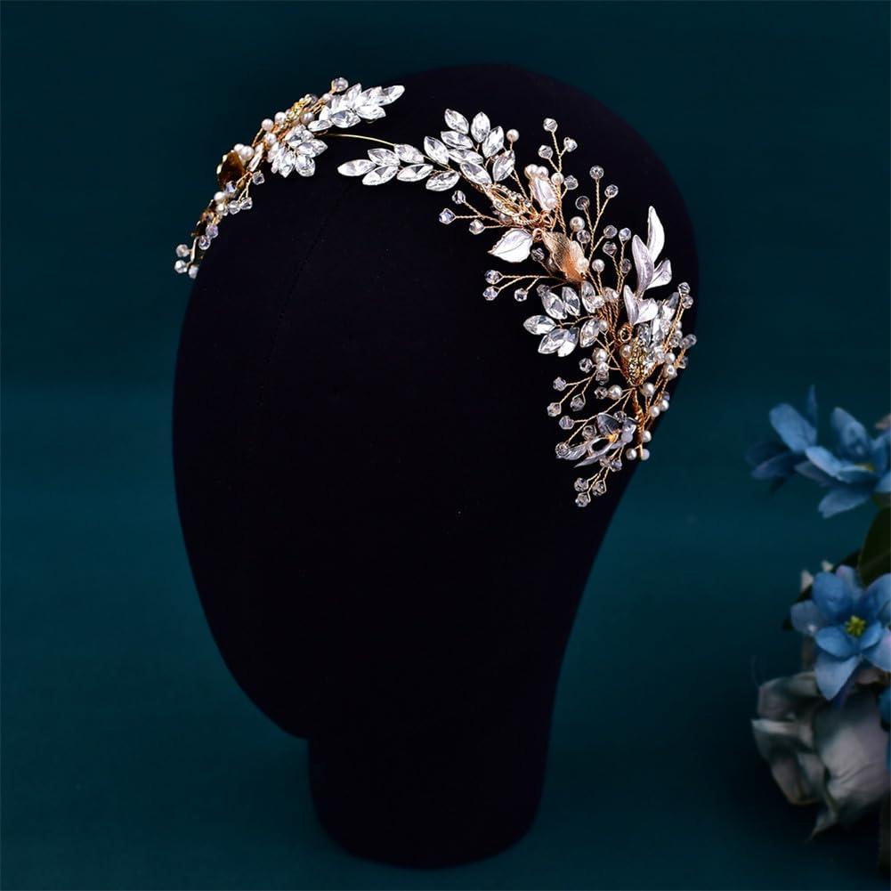 Niiyyjj Niiyyjj Woman Weddimg Headband Bridesmaid Hair Jewelry Flower Bridal Headdress Pageant Hair Ornament HP272-g