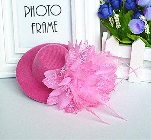 Aimeely Aimeely Elegant Girls Children Feather Flower Hat Veil Convenience Headpieces with Clip Pink