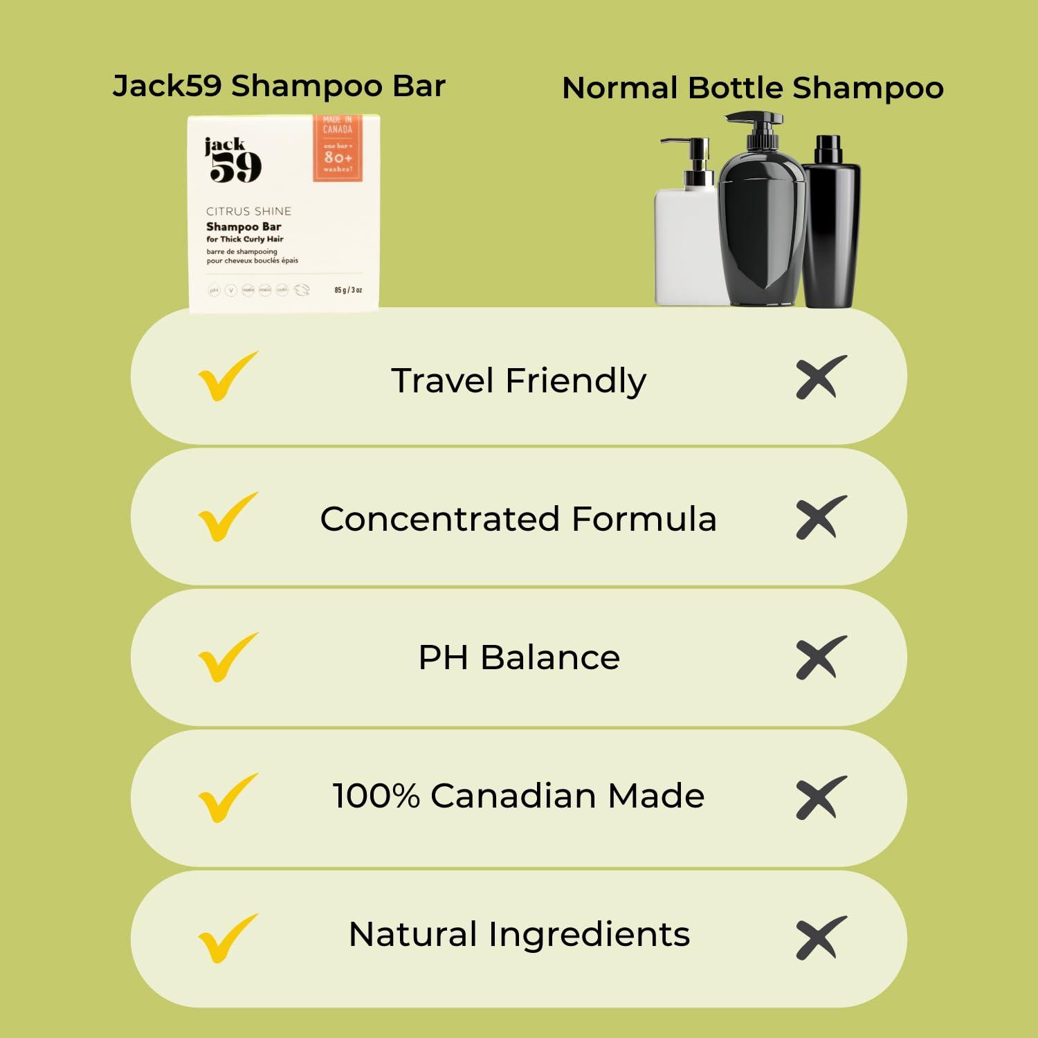 Jack59 Jack59 Solid Shampoo Bars for Thick Curly Hair, Soap Bar with Orange and Bergamot Essential Oils pH Balanced, Color Safe, Vegan Organic Shampoo Bar, Citrus Shine 3 oz