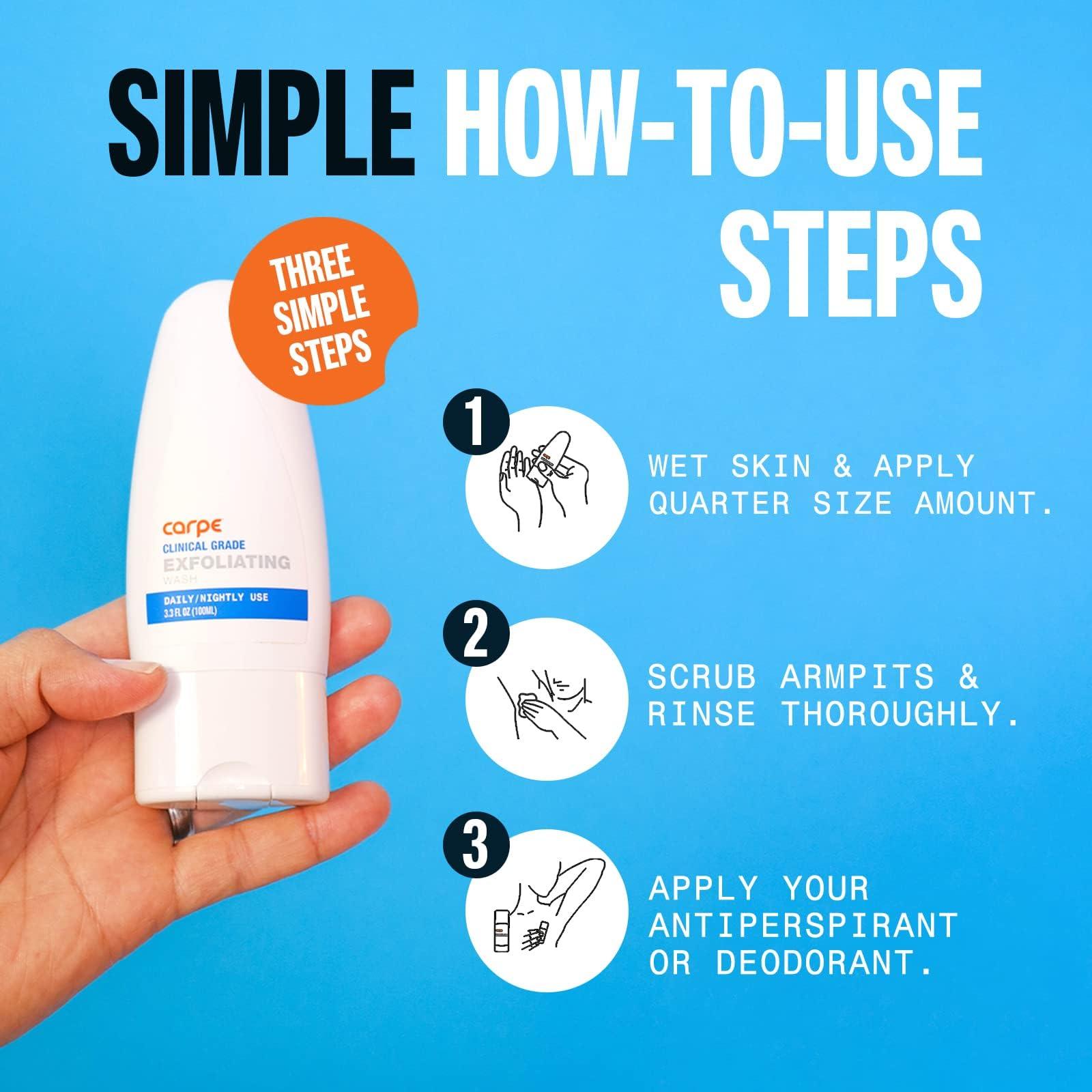 Carpe Carpe Exfoliating Underarm Scrub with Odor Protection, Underarm Exfoliator to Improve Deodorant Performance - Energizing Minty Fresh Smell - Armpit Scrub for Women and Men (2 Pack)