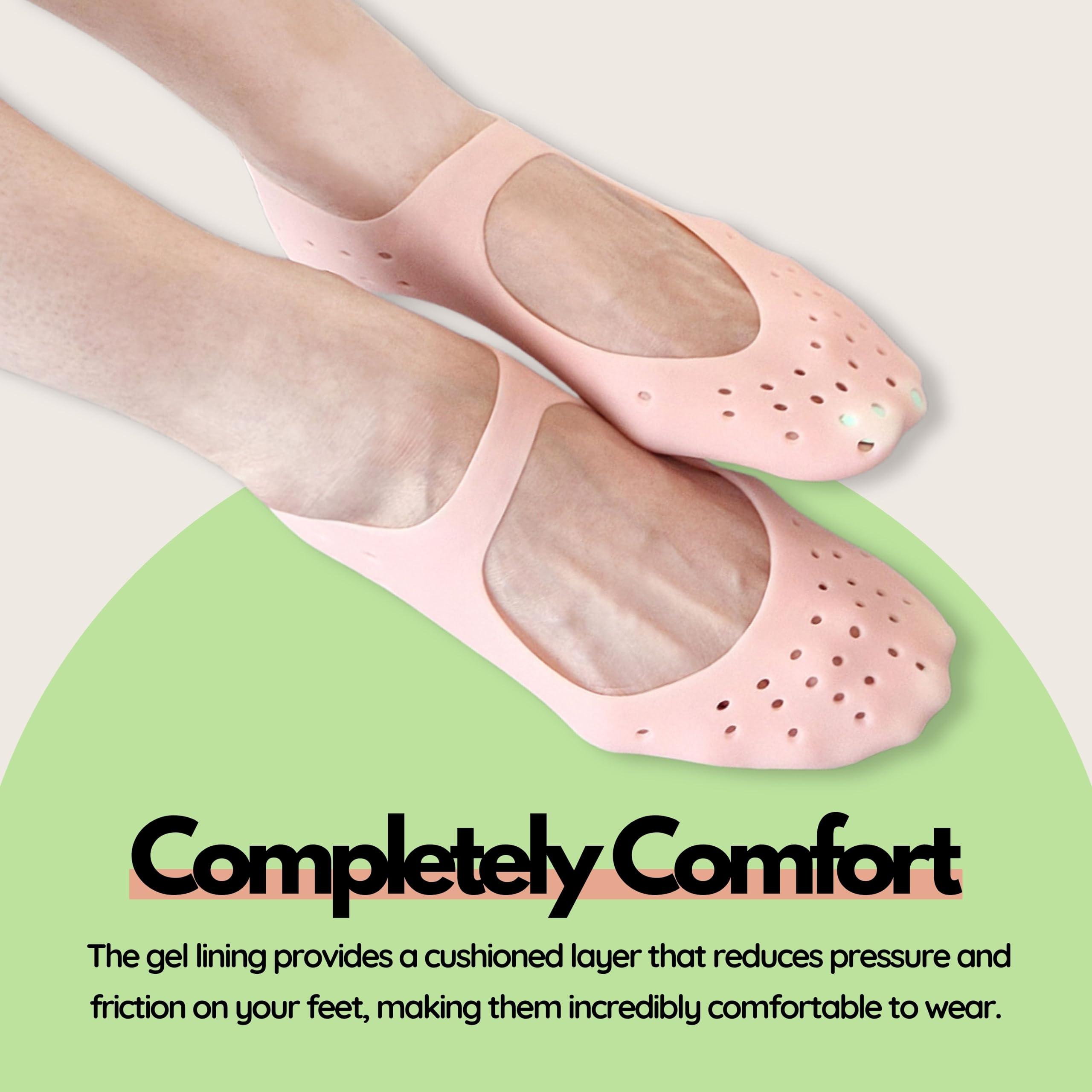 FOOTINSOLE.COM Moisturizing Gel Socks - Hydrating Spa Treatment for Soft, Smooth Feet, Ideal for Dry, Cracked Heels and Rough Skin (Small, 2 Pairs)