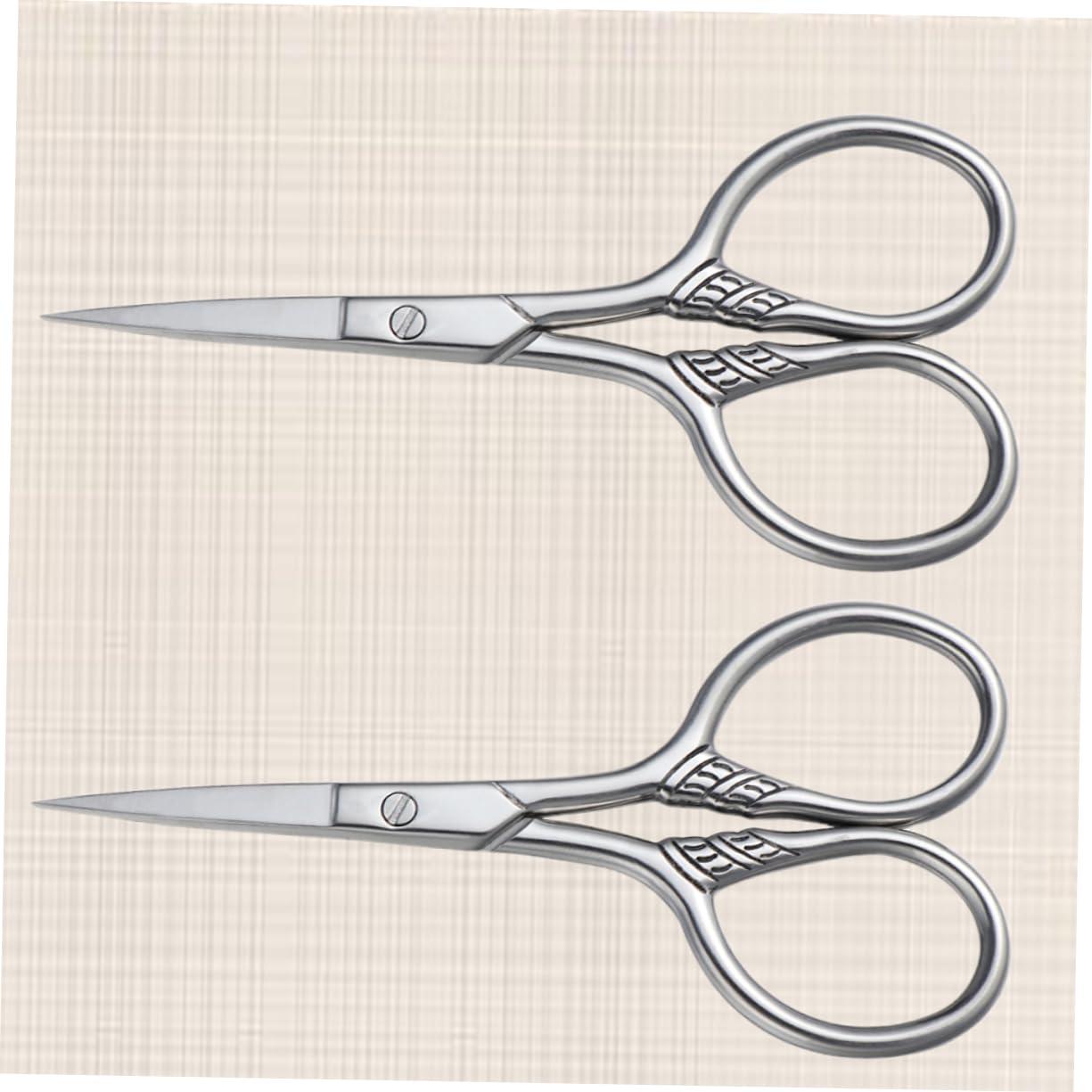 FOMIYES FOMIYES Mens Mustache Grooming Scissors 2Pcs Stainless Steel Trimming Shears Silver Professional for Barbershop Use