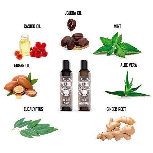 Viking Revolution Viking Revolution Beard Shampoo and Conditioner Set - Top-tier Beard Care Kit with Argan & Jojoba Oils for Healthy Beard Growth, No Itching or Irritation, Rich Lather, Eucalyptus Scent (10 oz)