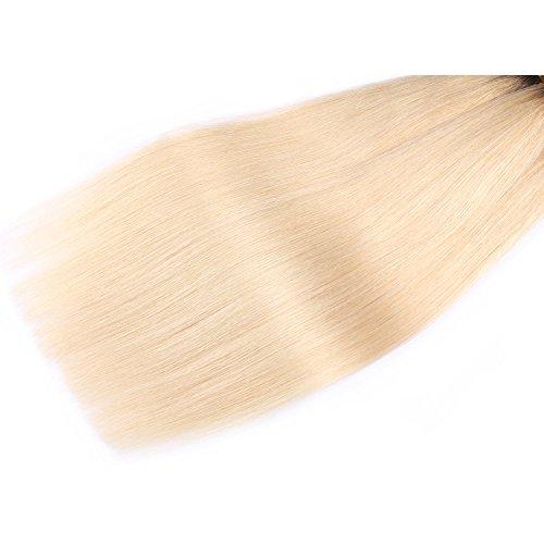 DaJun DaJun Blonde Hair Bundles Platinum Blond Hair Weave #613 Natural Straight wefts 100g/pc #1b/613 100% Brazilian Remy Human Hair Extensions 8" 1b/613