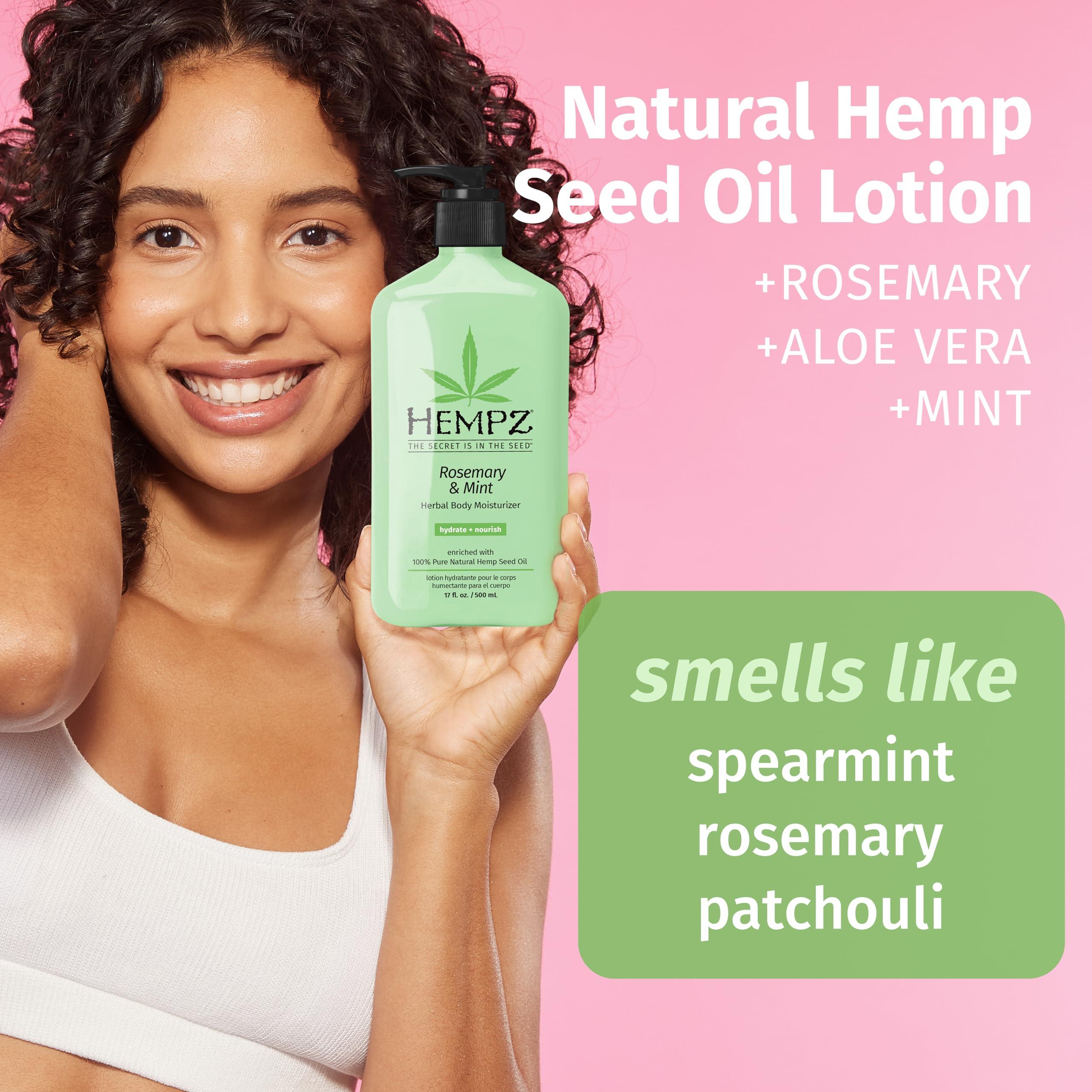 Hempz Hempz Body Moisturizer, Rosemary & Mint 17 Oz Hydrating Lotion Rich with Minerals, Vitamin C, & Hempseed Oil to Nourish & Repair Extremely Dry or Sensitive Skin, for Women & Men
