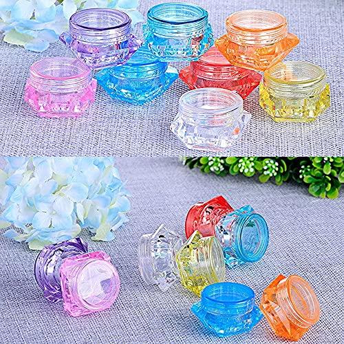 CANRUSU 100Pcs 3g/5g Plastic Diamond Shaped Cosmetic Jars Skin Care Containers Refillable Bottle 3ml/5ml Lotion Case Vials Face Cream Sample Pot Nail Art Eye Shadow Gel Box (5G,Green)
