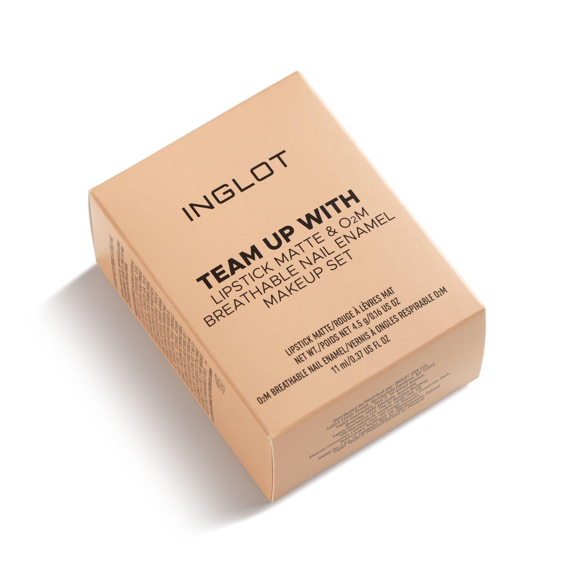 Inglot Inglot team up with lipstick matte & O2M breathable nail enamel makeup set (405/652)