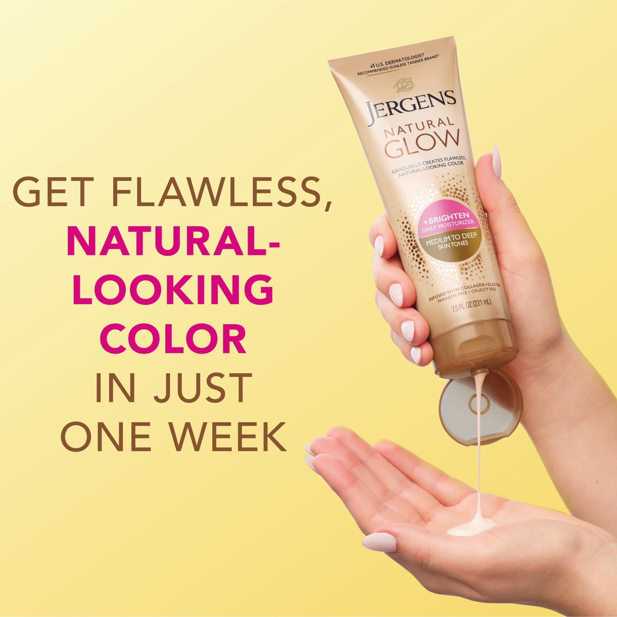 Jergens Jergens Natural Glow Self Tanner Body Lotion, Sunless Tanning, Medium to Deep Skin Tone, Daily Moisturizer with Coconut Oil, Vitamin E and Antioxidants, 7.5 Oz