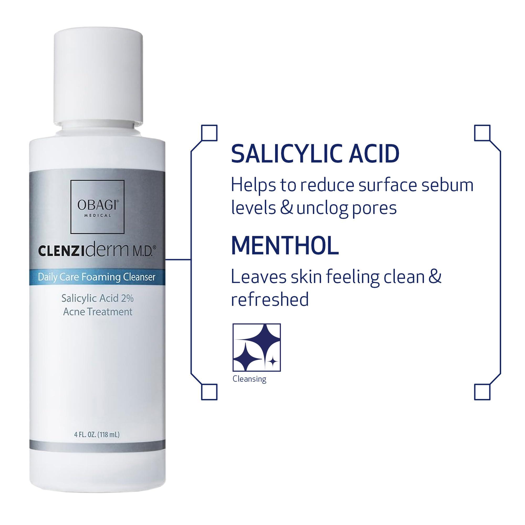 Obagi Medical Obagi CLENZIderm M.D. Daily Care Foaming Acne Cleanser Acne Treatment with 2% Salicylic Acid (BHA) 4 oz