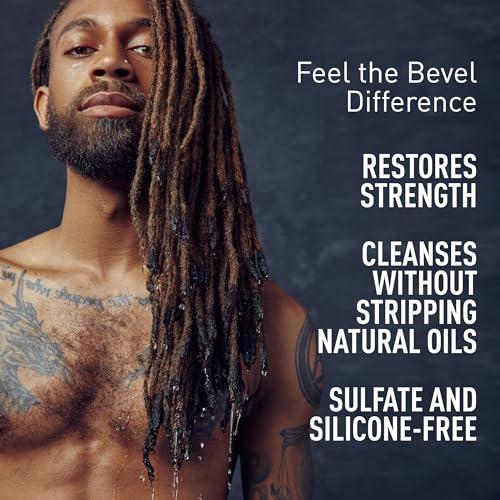 Bevel Bevel Shampoo for Men - Sulfate Free Shampoo for Textured Hair with Coconut Oil and Shea Butter, Detangles Course, Curly Hair, 12 Oz