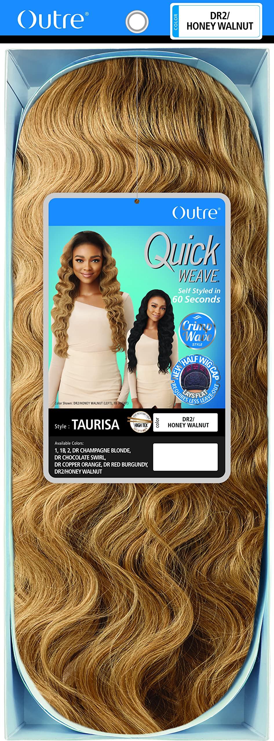 quick weave Outre Quick Weave Crimp Wave New Half Wig Cap Lays Flat TAURISA (DRCPOR)