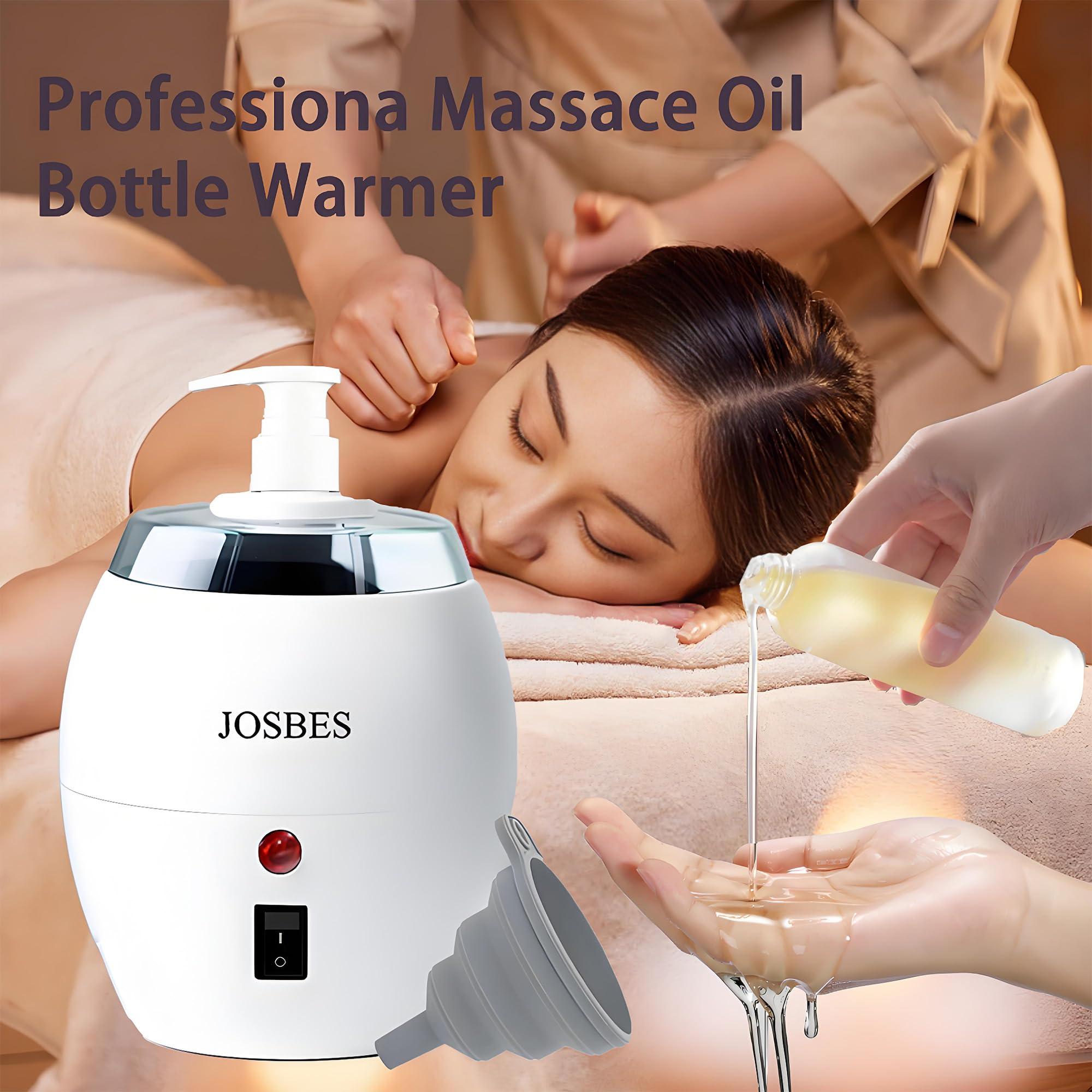 JOSBES Professional Massage Oil Warmer, Lotion Warmer, One Touch Temperature Control, 15 Minutes Complete Heating, Can be Used with Salon, Spa(White (Funnel))