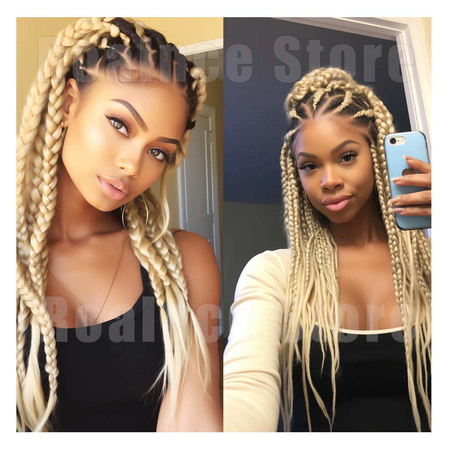 Roalnce Braiding Hair Pre Stretched for Women Hair Extensions Box Braids Soft Synthetic Knotless Yaki Texture Hot Water Setting Braid Blonde 613 (16inch 3Packs)
