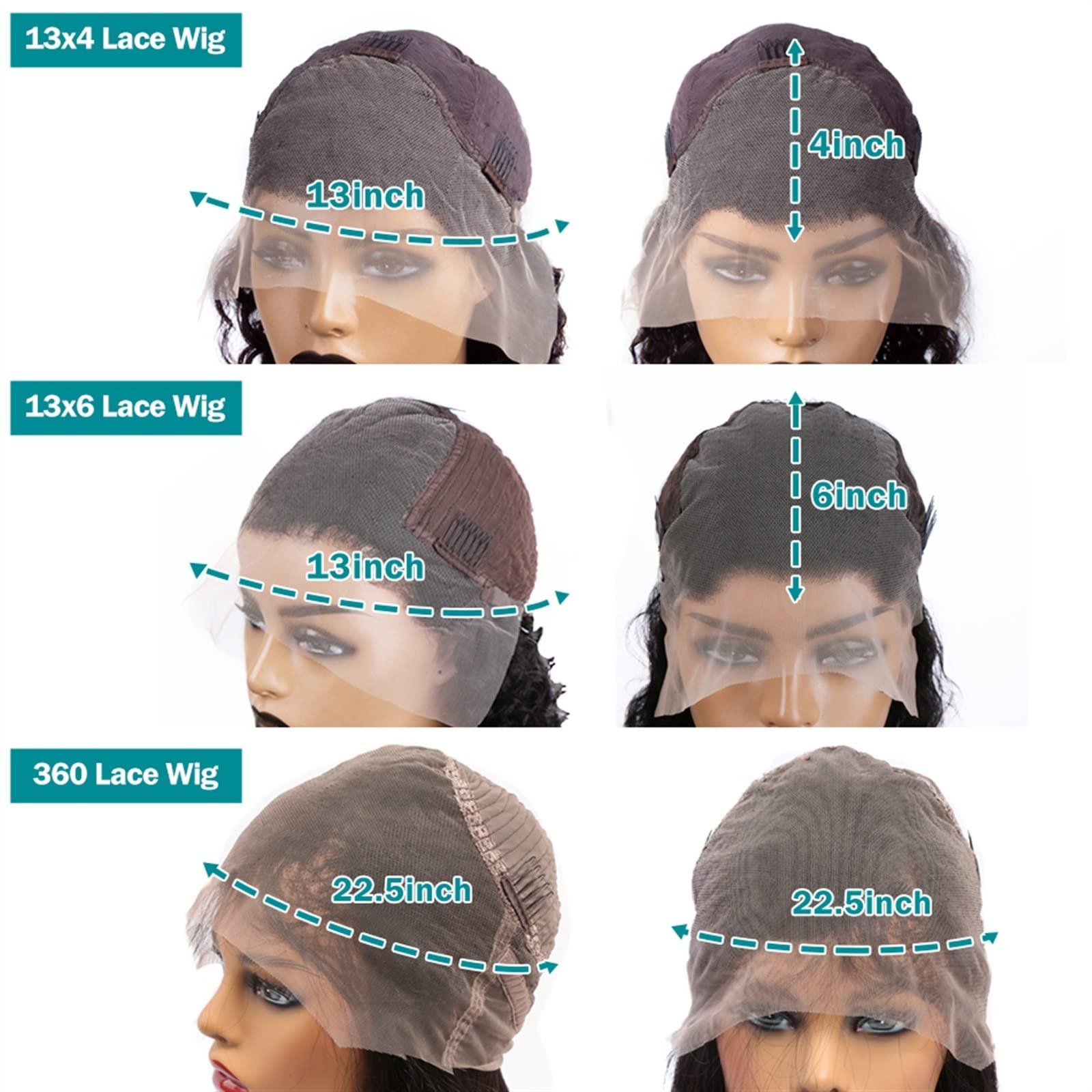 GRFIT Wigs HD Deep Wave 13x4 13x6 Lace Front Human Hair Wig Brazilian Remy Hair Transparent Glueless 360 Lace Front Wig with Baby Hair Natural Wave Curly Wig Lace Wigs ( Size : 13x4 HD Lace Wig , Color : 8