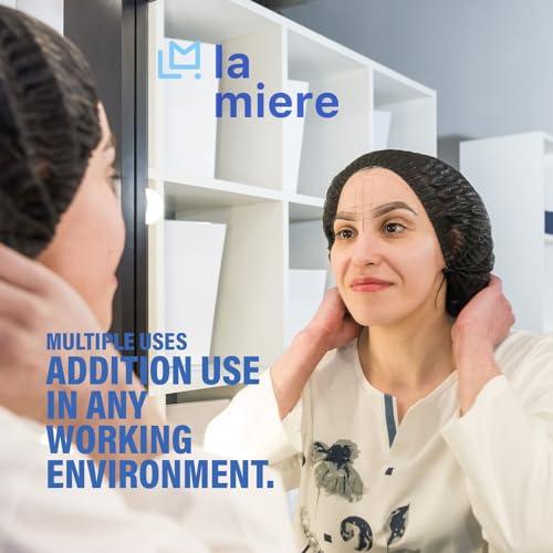 LA MIERE LA MIERE 100 Black Disposable Non-Woven Hairnets, Bouffant Caps, Protective Hair Head Covers, Hair Net, Surgical Cap, Medical Hair Covers, 21\"