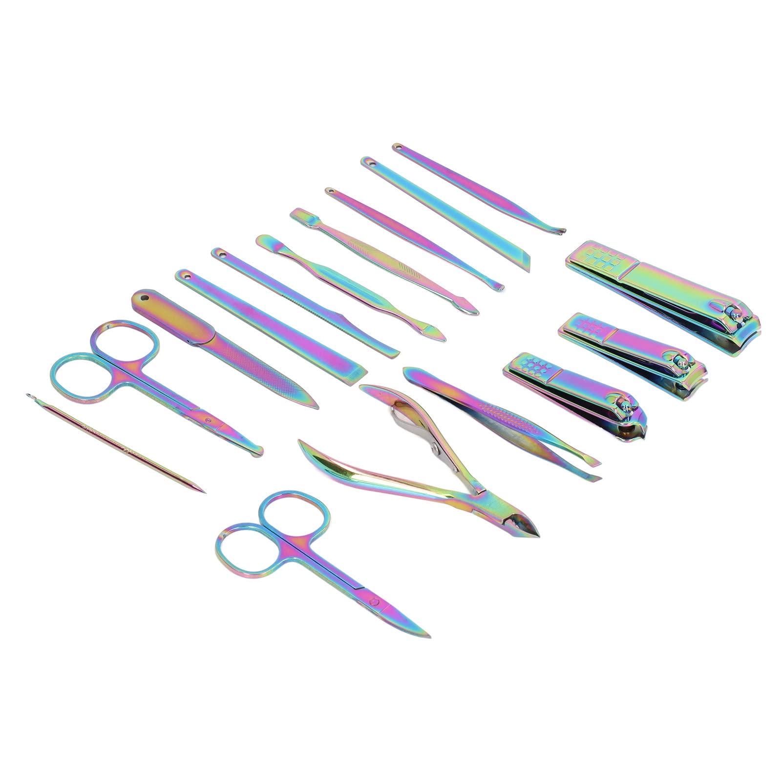 AONYAYBM AONYAYBM 16 Pcs Manicure Set,Stainless Steel Professional Manicure Kit with Storage Box,Color Coating Multifunction Portable Nail Clipper Set,Wide Application Nail Clippers Set