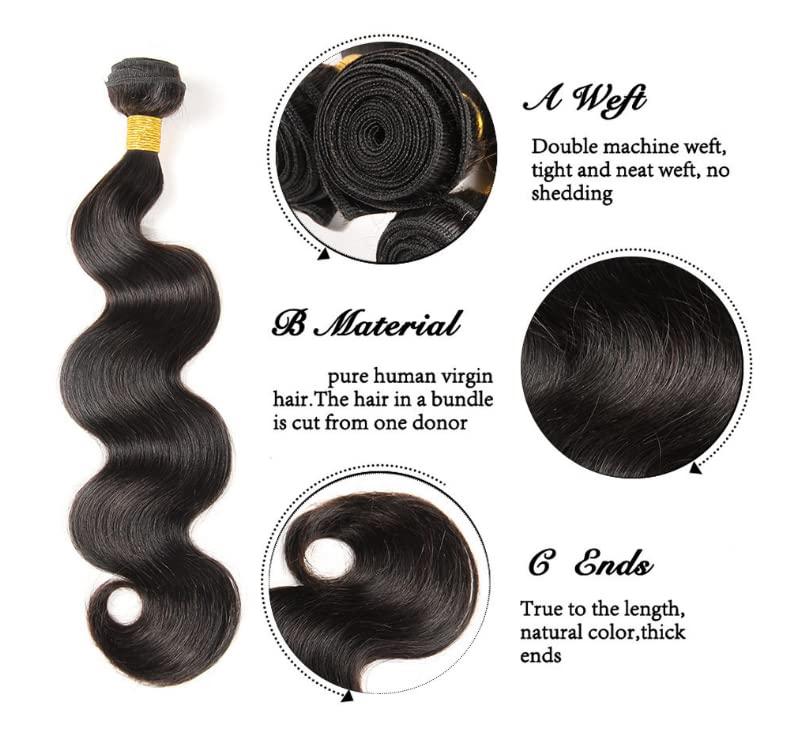 FUIBEJAE 3 Bundles Wave Hair Bundles Synthetic Hair Extensions, Unprocessed Body Wave Hair Bundles Body Wave Synthetic Hair Extensions for Black Women,8inch