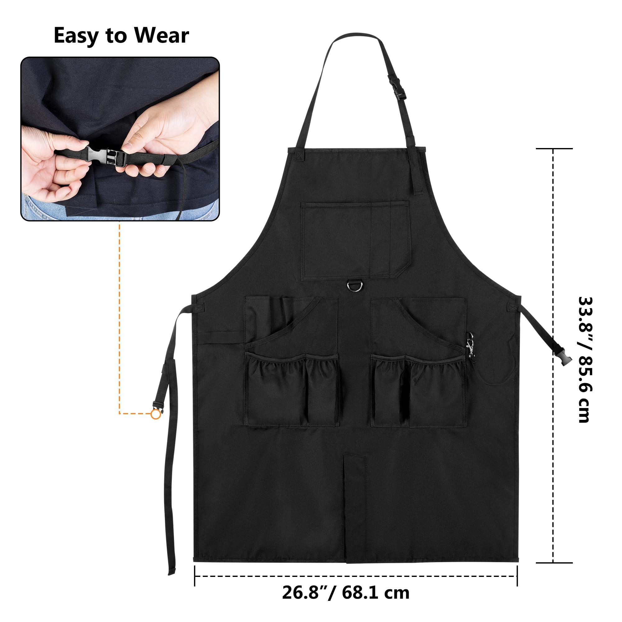 HODRANT HODRANT Barber Apron, Hair Stylist Apron with Multiple Pockets & Adjustable Neck Strap, Water-resistant Hair Cutting Apron for Men & Women, Bleach-proof Salon Apron for Hairdresser, Cosmetology