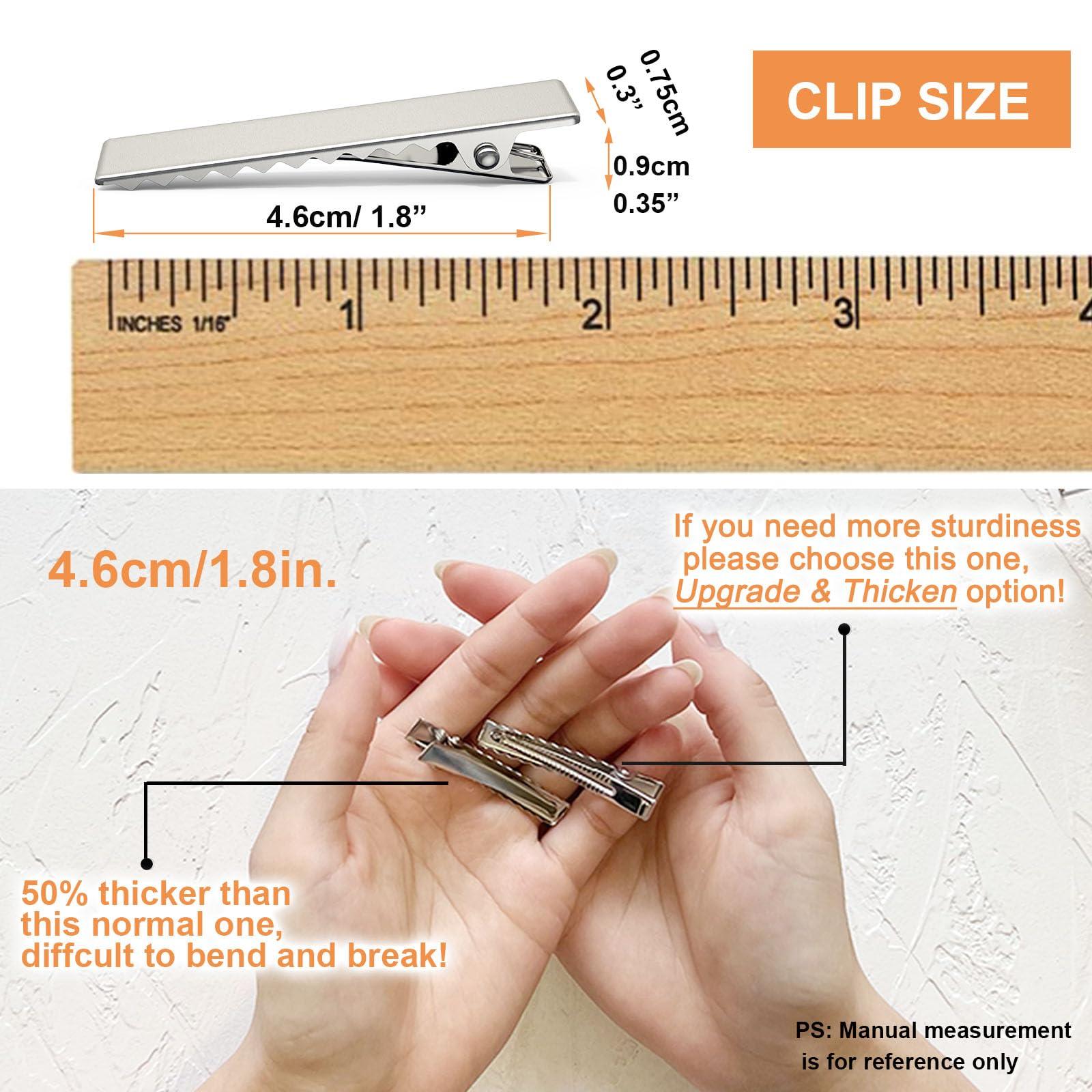 HiJeaton HiJeaton 90Pcs Alligator Hair Clips for Bow Making, 4.6cm/1.8\" Metal Gator Clips, Large Plain DIY Supplies for Crafts and Hairdresser