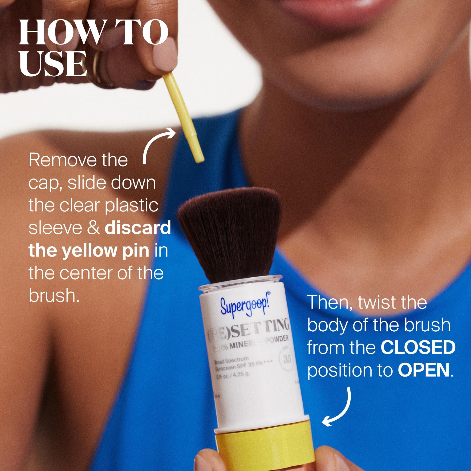Supergoop! Supergoop! (Re)setting 100% Mineral Powder, Light - 0.15 oz - Makeup Setting Powder + Broad Spectrum SPF 35 PA+++ Sunscreen - With Ceramides, Olive Glycerides & Coated Silica Spheres