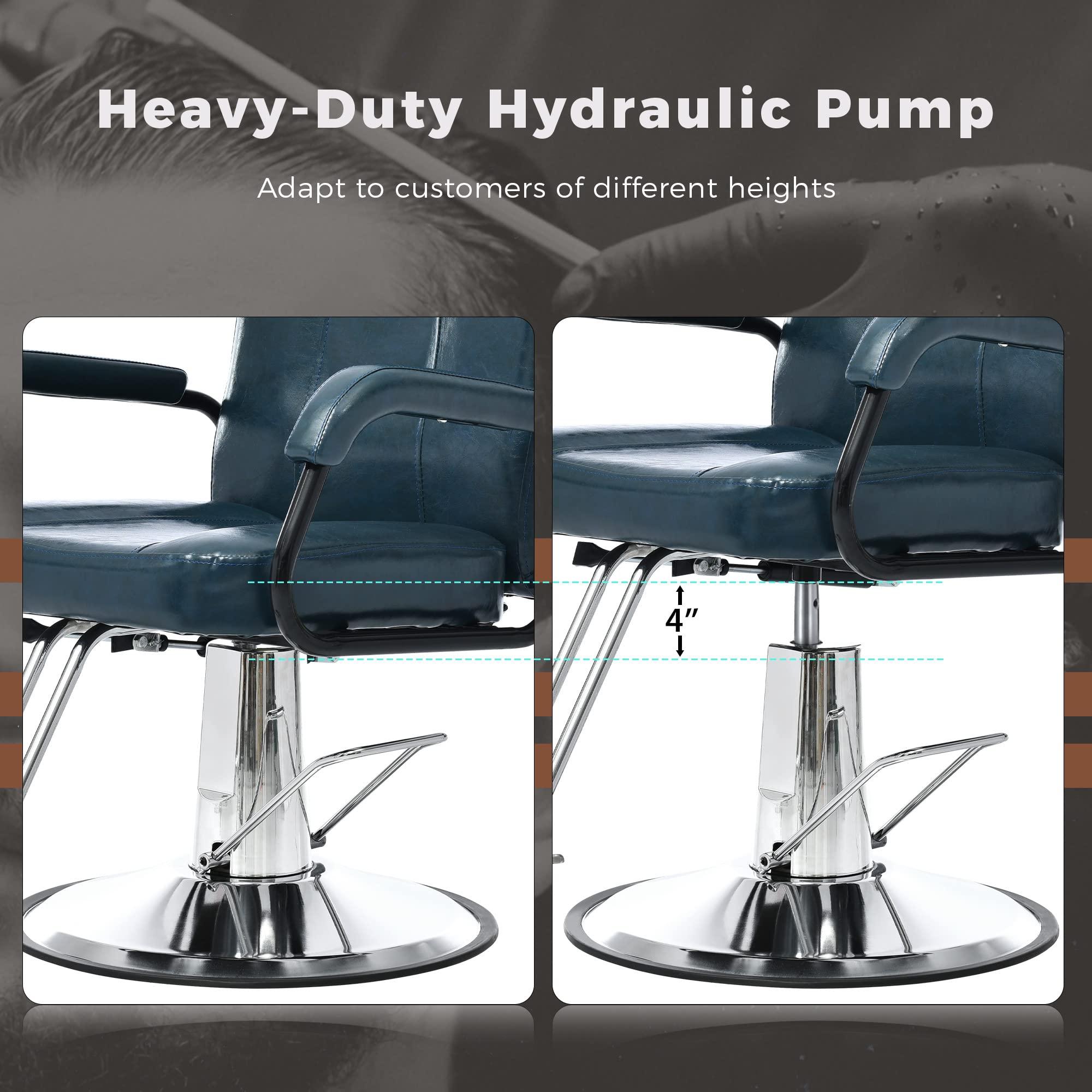 NinthAvenue Basics Deluxe Reclining Barber Chair with Heavy Duty Pump for Beauty Salon Tatoo Spa Equipment