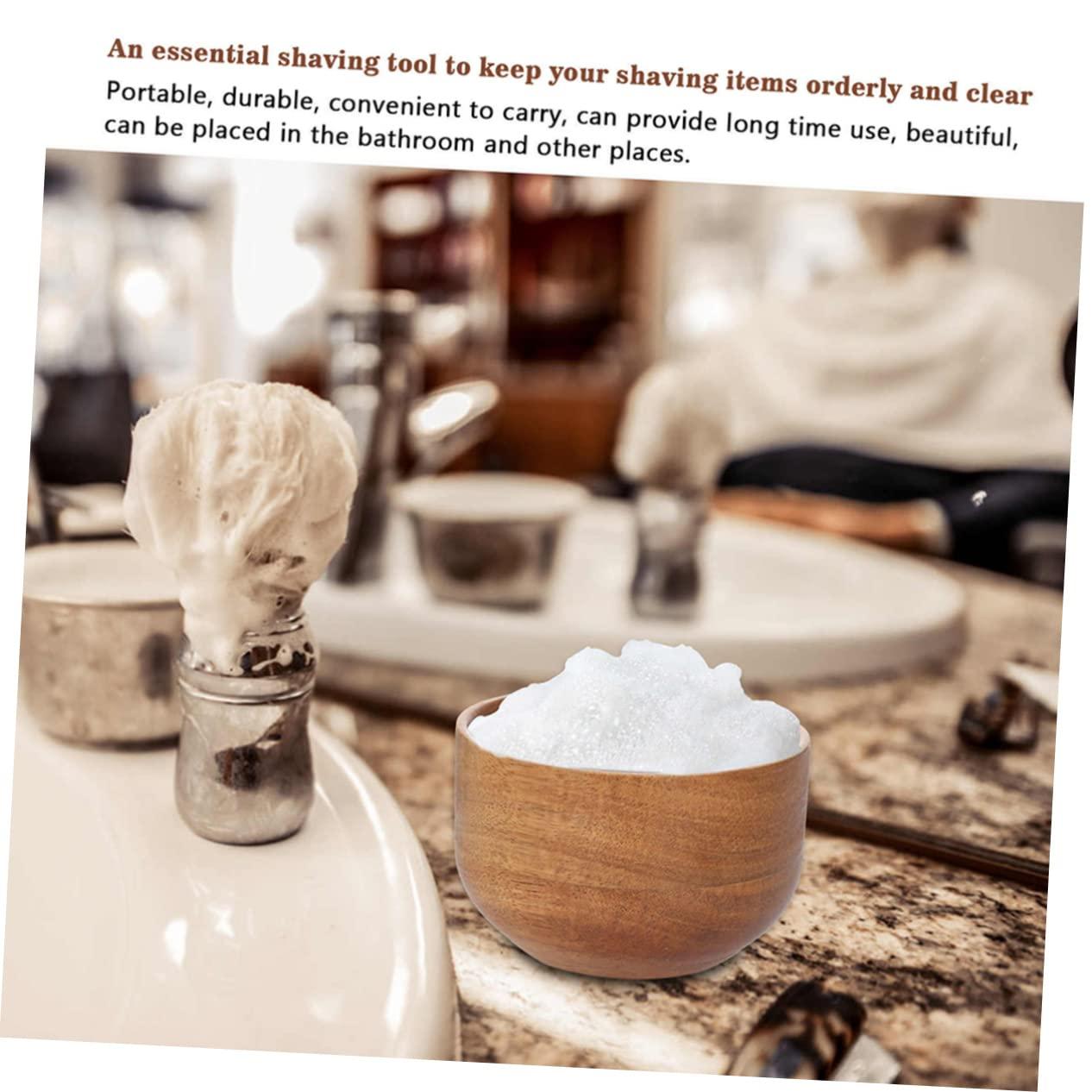 NOLITOY NOLITOY Wooden Shaving Bowl for Men Creative Light Brown Shaving Soap Bowl for Home Bathroom Use Ideal for Lathering Shaving Cream and Soap