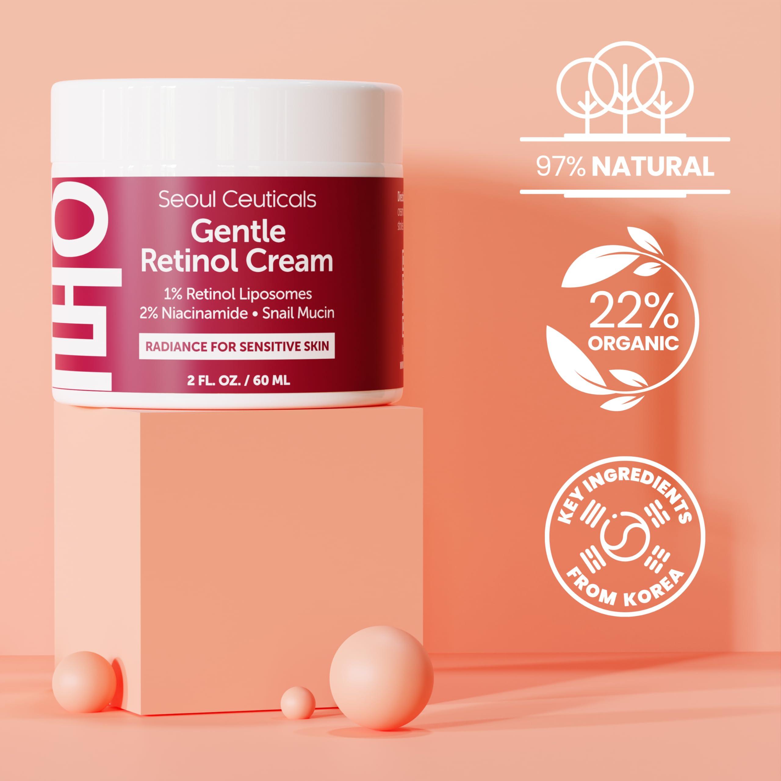 SeoulCeuticals SeoulCeuticals Korean Retinol Night Serum + Retinol Night Cream for Face + 97.5% Snail Mucin for Sensitive Skin