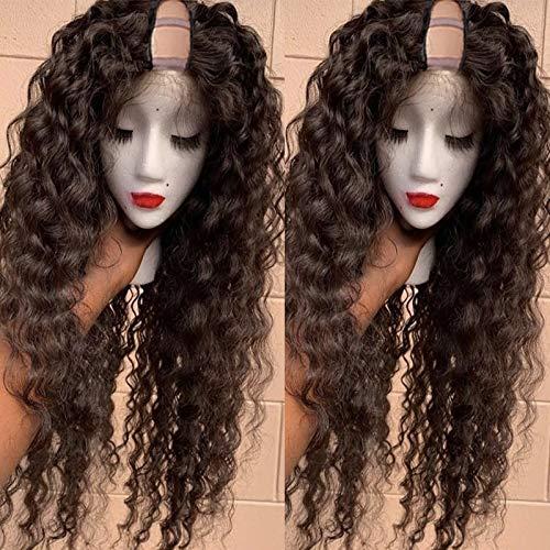 RJ HAIR 26inch 180% Density Peruvian Loose Curly Human Hair Machine Made Wigs Glueless Virgin Hair U Part Wigs For Women (22inch, 200% Density)