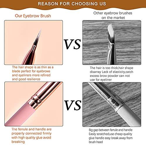 DELAYNOMORE77 Duo Eyebrow Brush, Spoolie Brush and Angled Brow Brush Eyelash Brush for Eye Makeup. (5pcs, Pink)