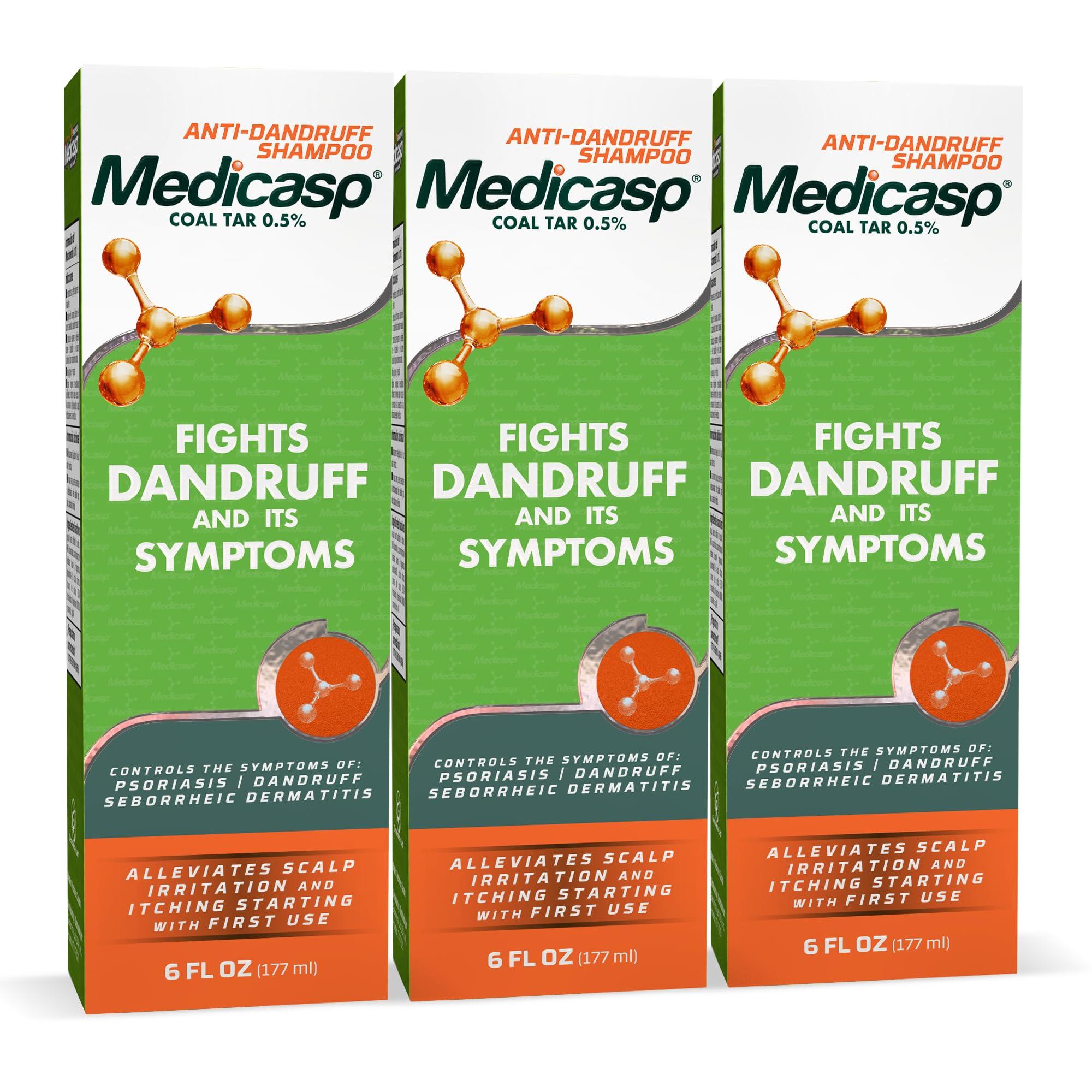 Mediscap Medicasp Coal Tar Gel Dandruff Shampoo to Treat Seborrheic Dermatitis Psoriasis 3 Pack 6 oz