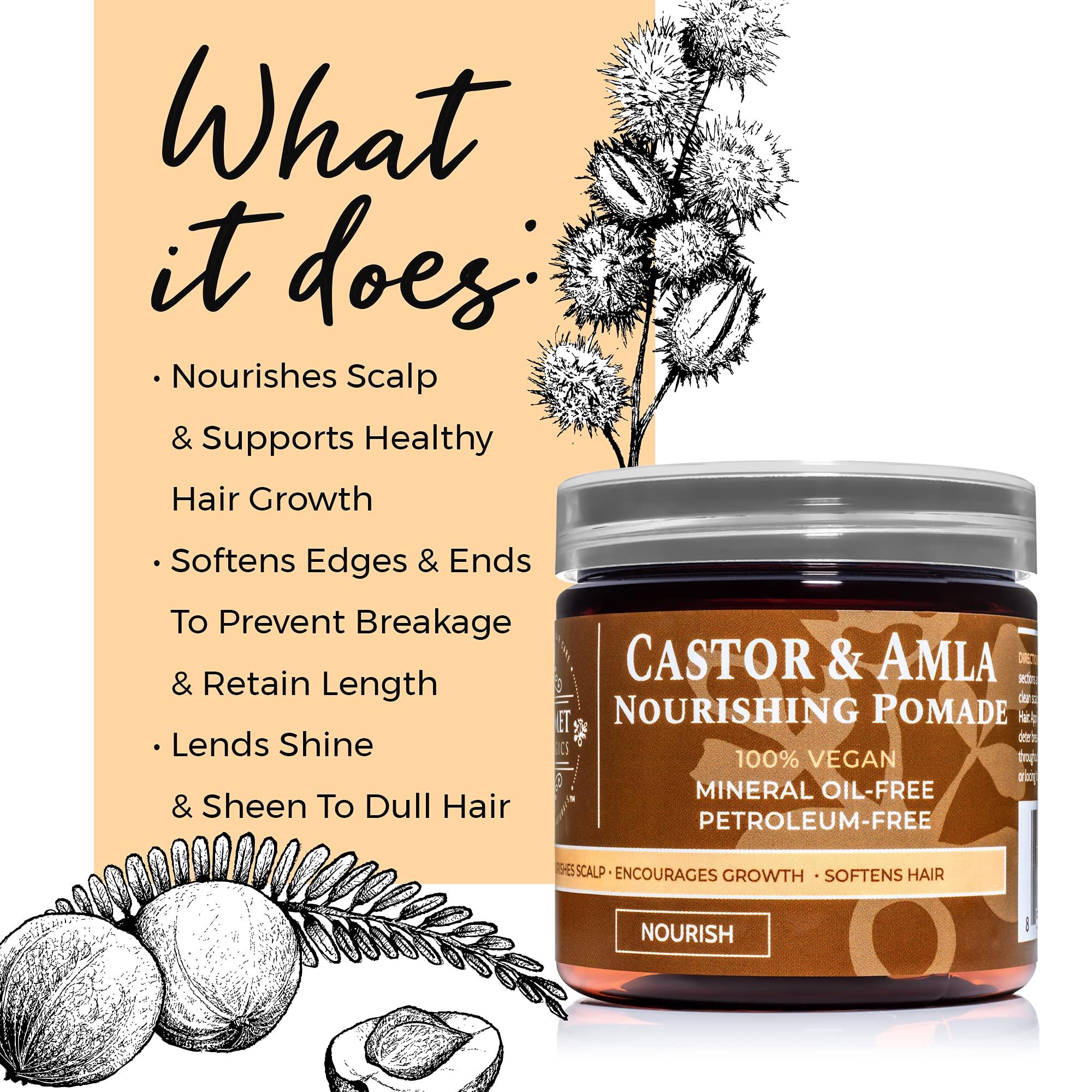 Qhemet Biologics Qhemet Biologics Castor & Amla Nourishing Pomade - Vegan Pomade and Scalp Conditioner with Castor Oil and Amla - Adds Softness, Pliability & Sheen to Locs, Cornrows, Twists & Loose Hair (4 oz)