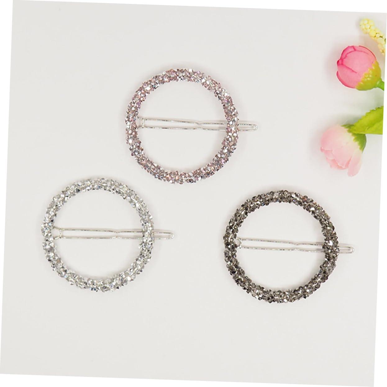 NOLITOY NOLITOY 6pcs Circle Hair Clip Rhinestone Hair Clips Hair Barrettes for Women Rhinestone Hair Jewelry Accessories Hair Accessories for Women Wedding Hair Pin Miss Girl Bang Clip