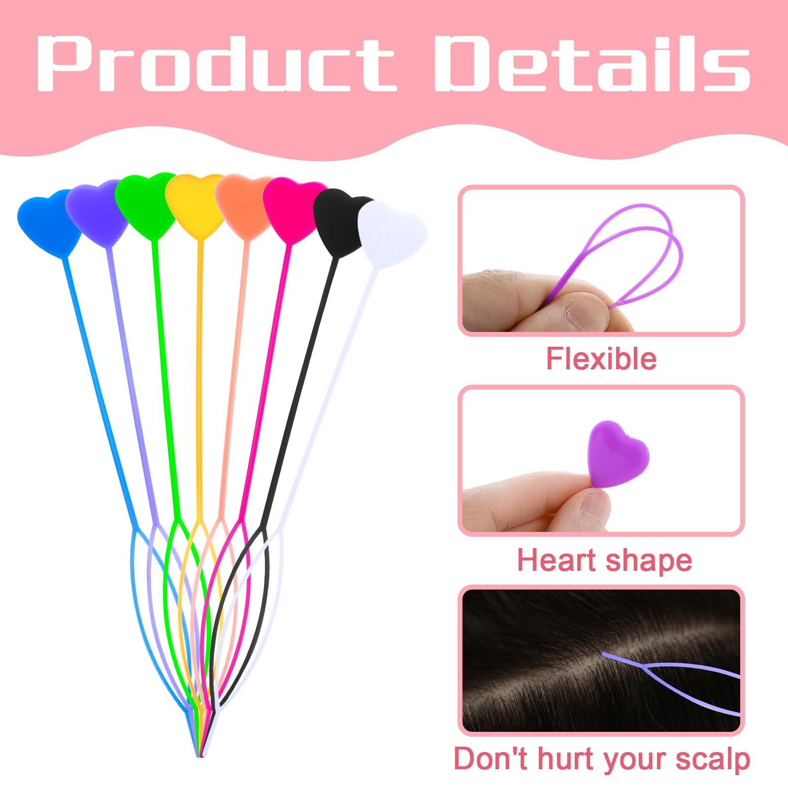 Teaaha 16PCS Hair Beader Tool Automatic Quick, Colorful Loading Beads on Hair Braids Beading Kit, Bead Threader Ponytail Maker Styling Hair Tail for Kids and Girls, Creating Beaded Hairstyles Effortlessly