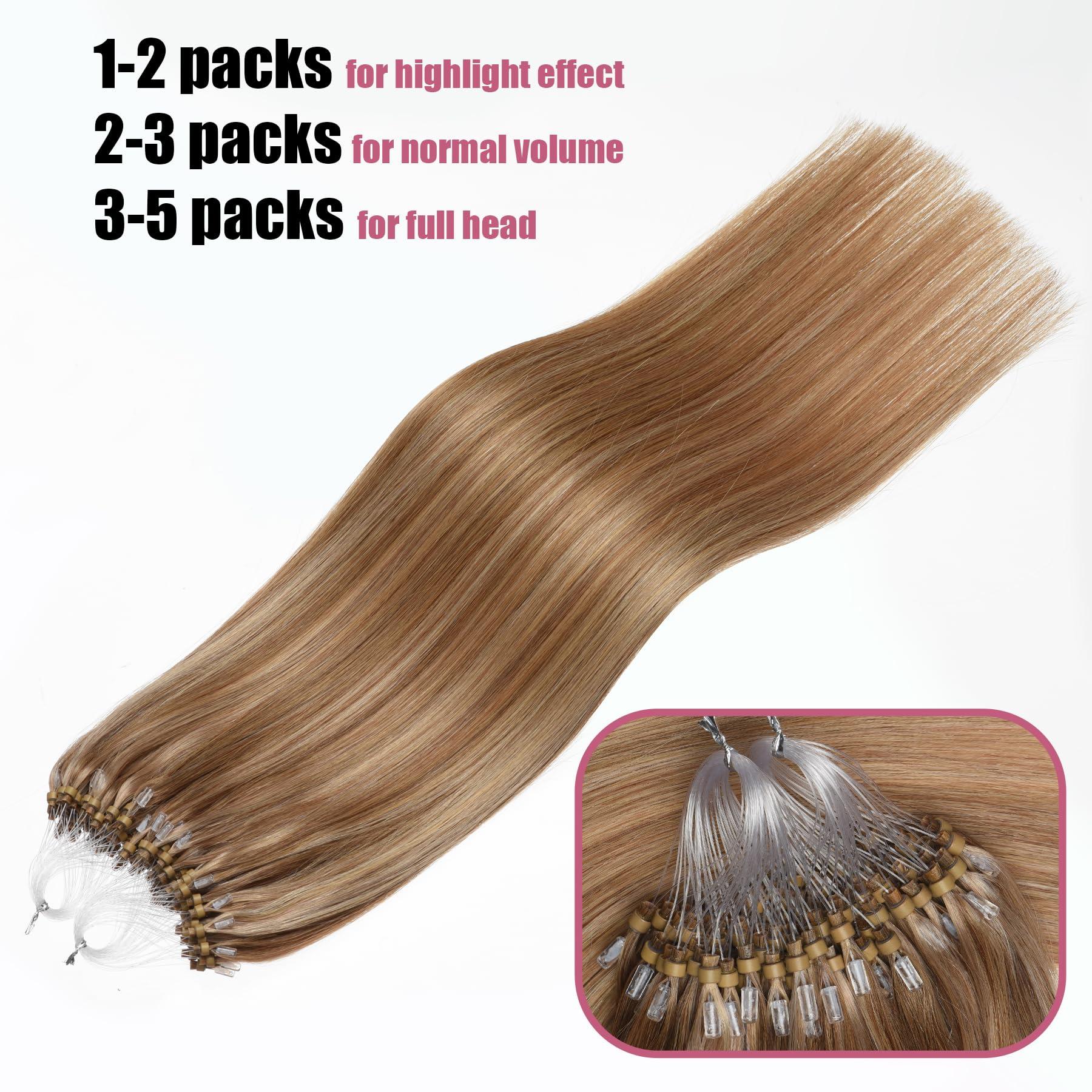 Kpvxxve Kpvxxve Micro Link Hair Extensions Human Hair #8/18 Ash Brown with Blonde Ombre Short Hair 14 Inch Micro Loop Human Hair Extensions 50g 1g/s Microbeads Hair