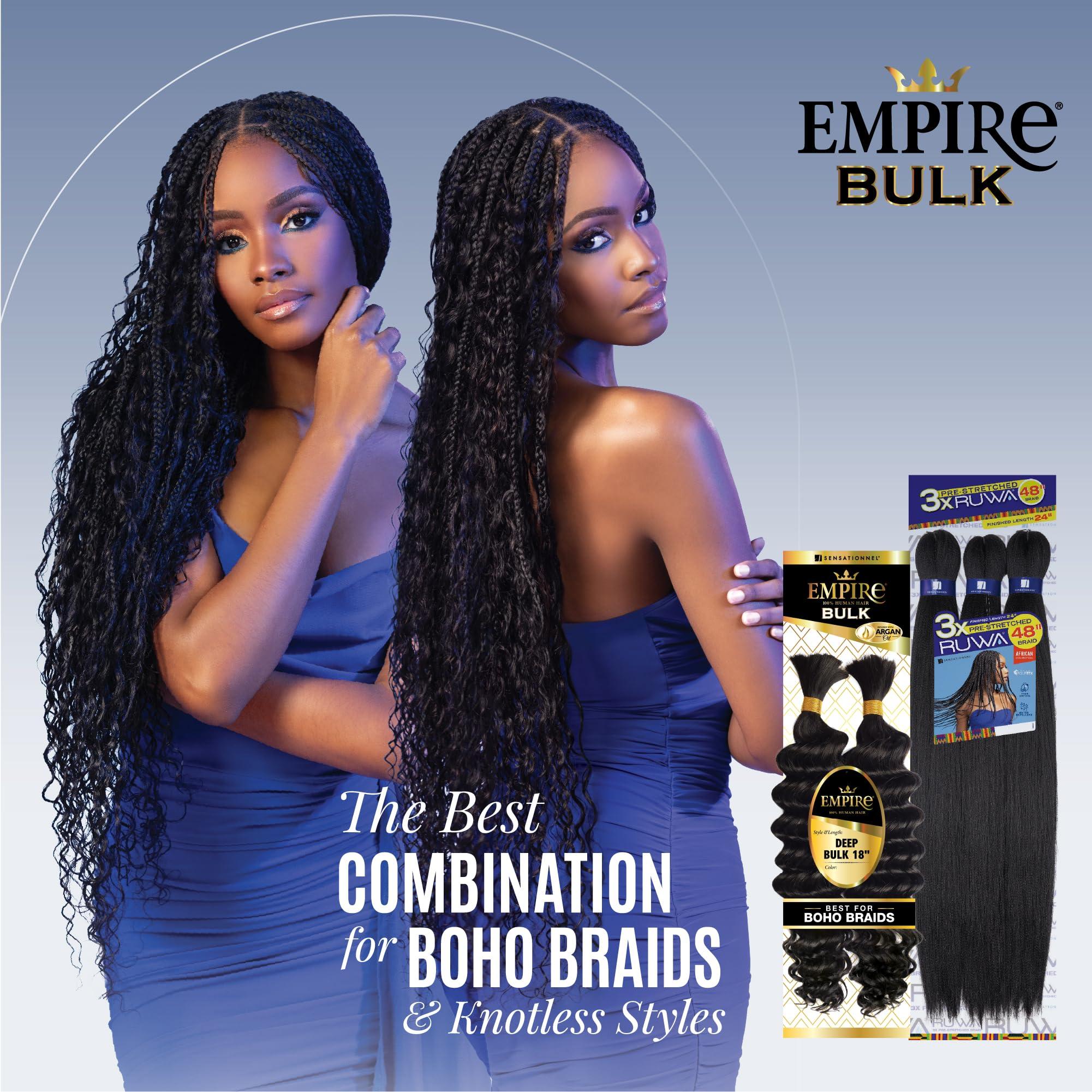 Sensationnel Sensationnel Empire bulk braiding  deep human hair braids for knotless boho box or curly loose wave styles (18 inch, BG BURGUNDY)
